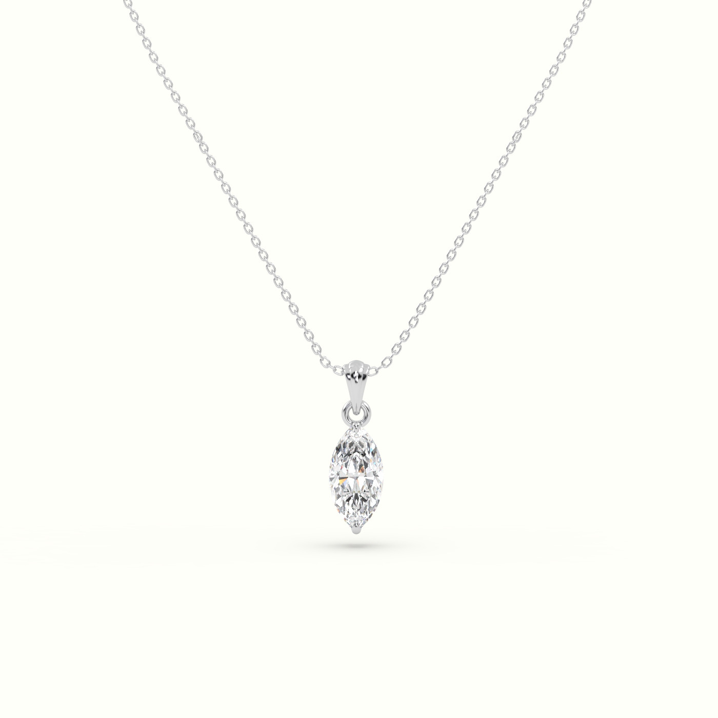 18k white gold marquise cut solitaire diamond pendant