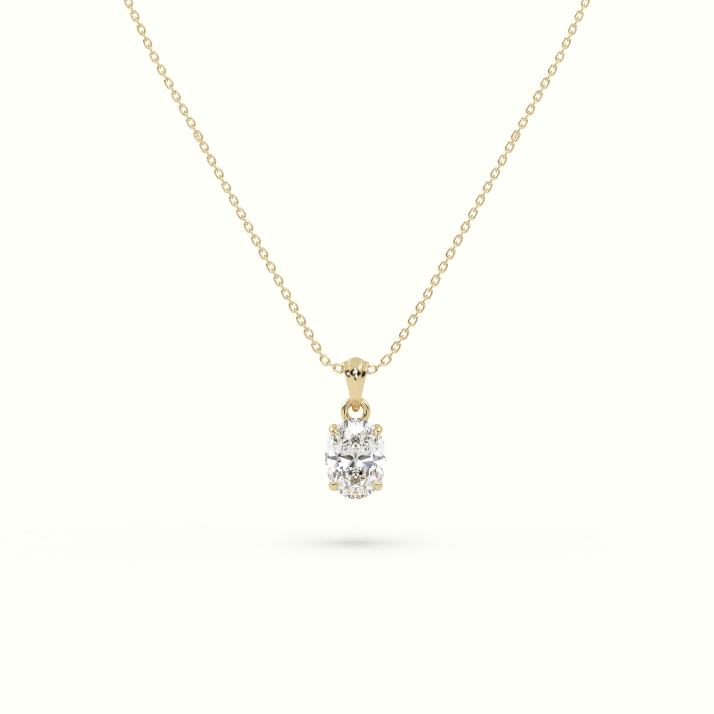 18k yellow gold oval cut solitaire diamond pendant