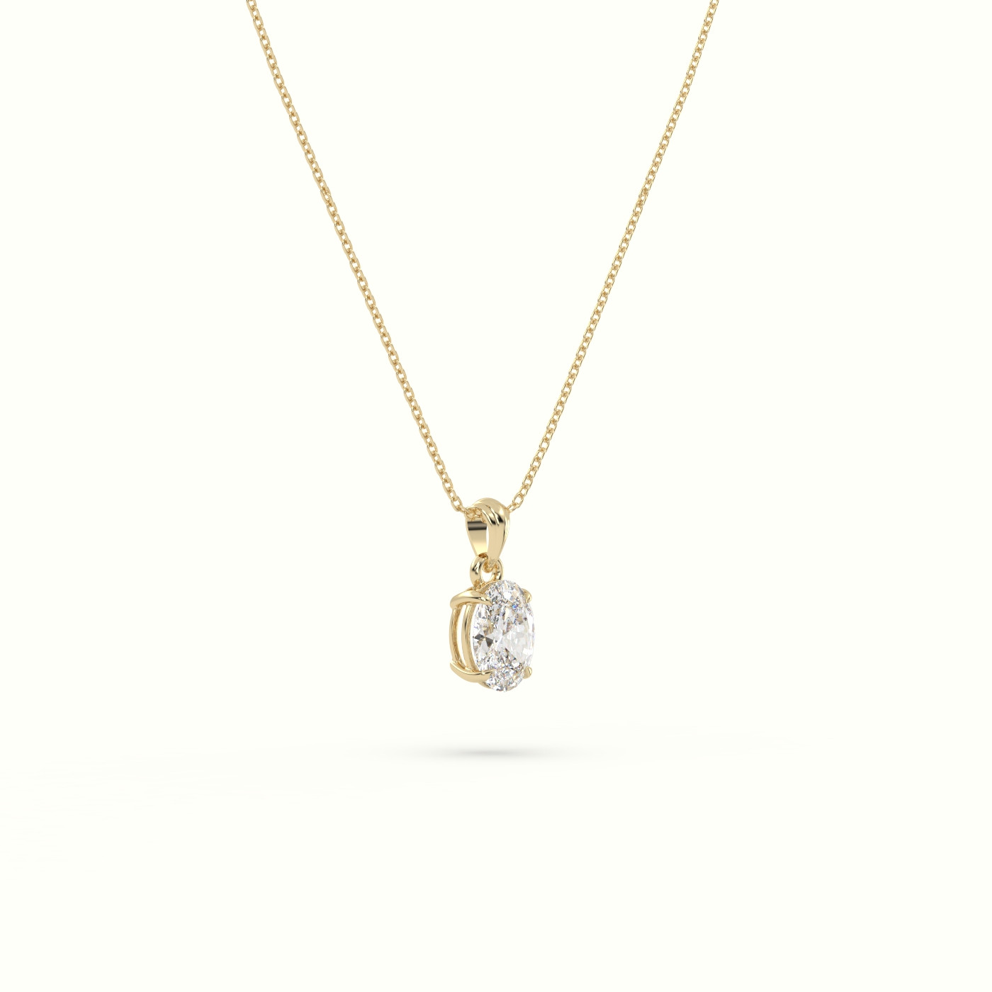 18k yellow gold oval cut solitaire diamond pendant Photos & images