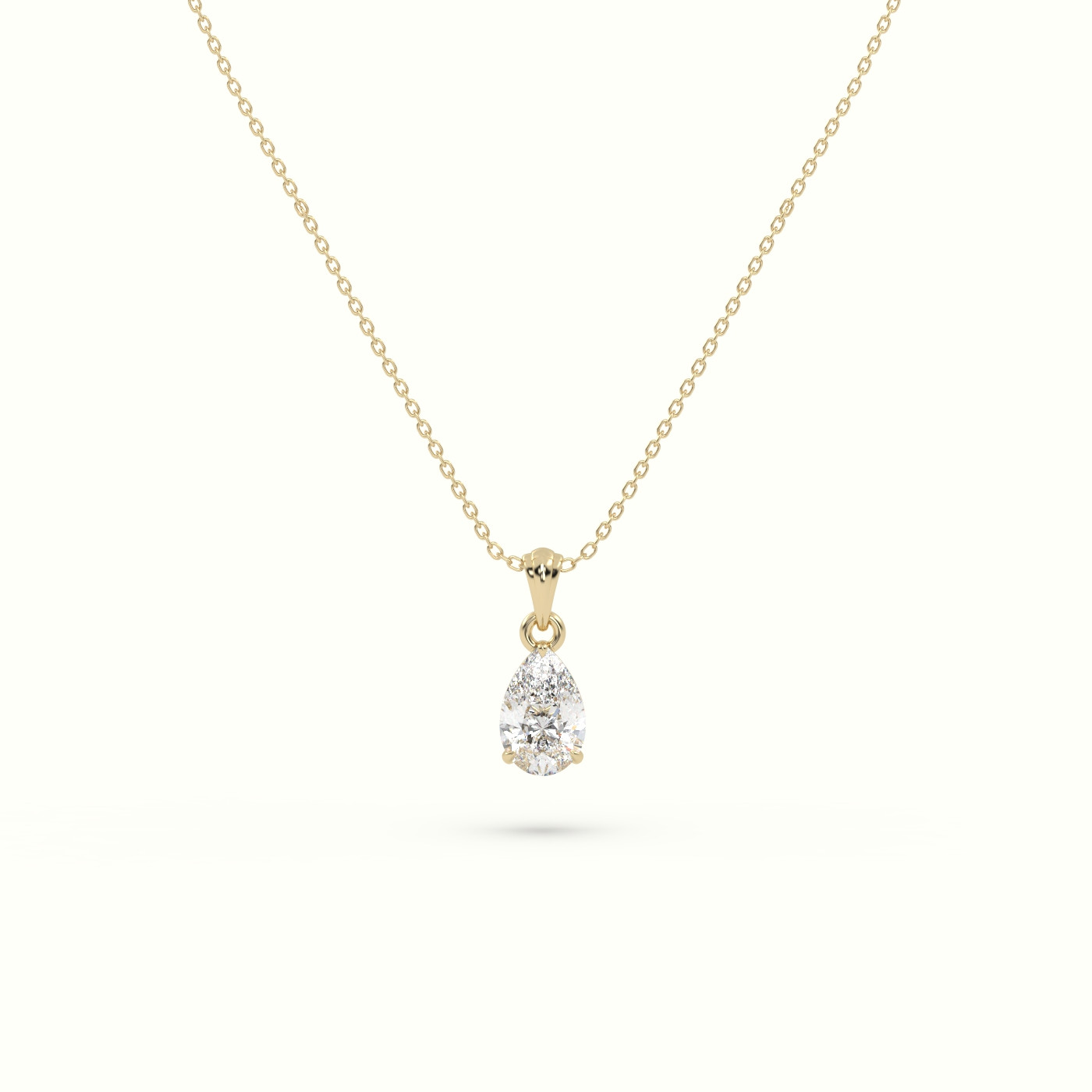 18k yellow gold pear cut solitaire diamond pendant