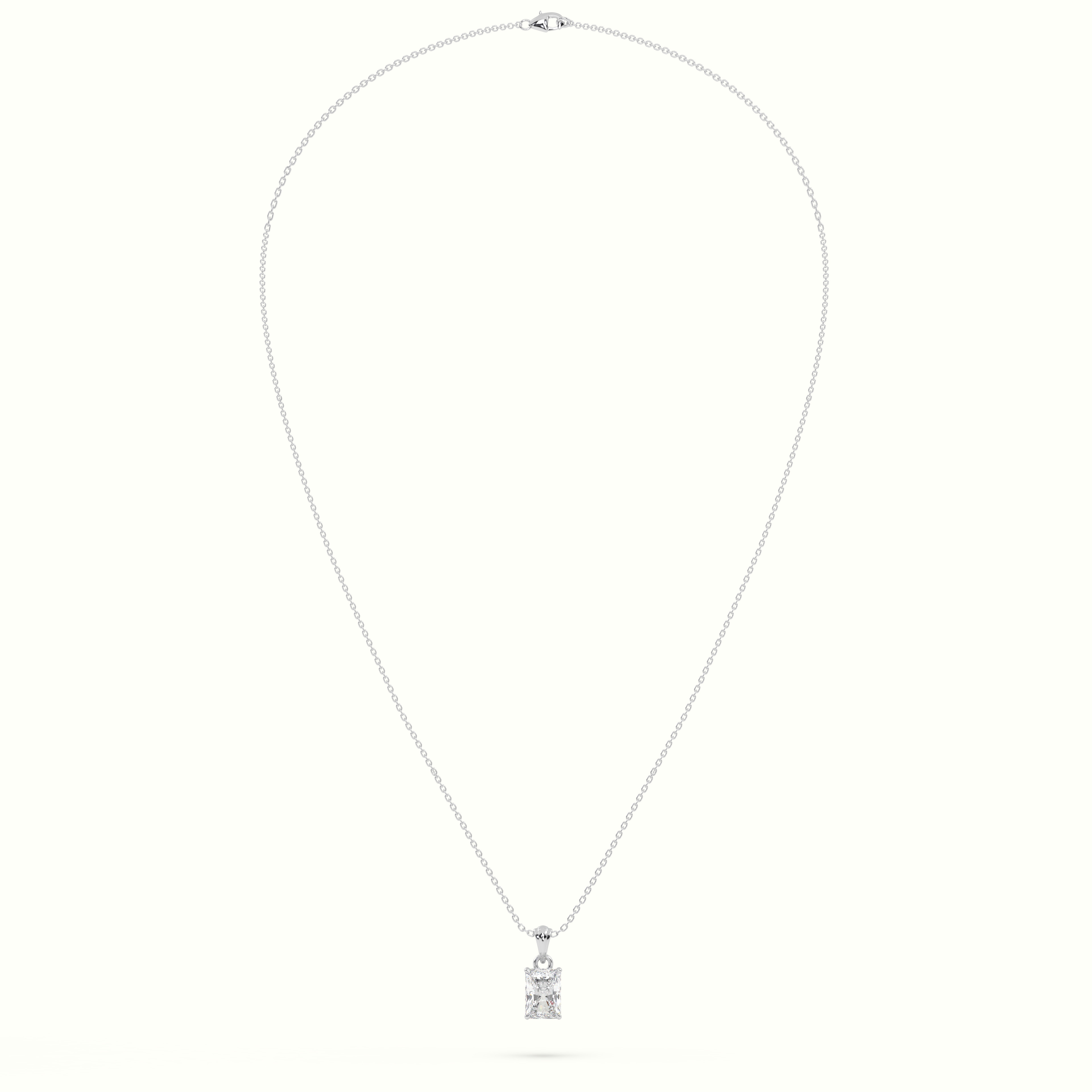 18k white gold radiant cut solitaire diamond pendant Photos & images