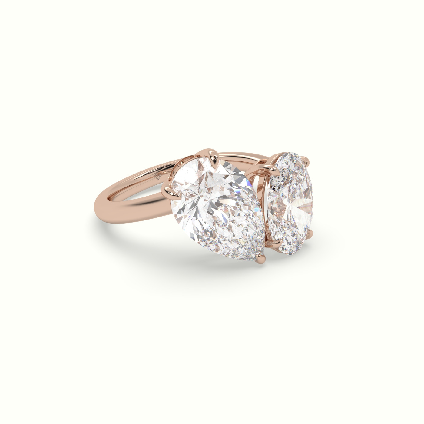 18k rose gold oval & pear toi moi ring Photos & images