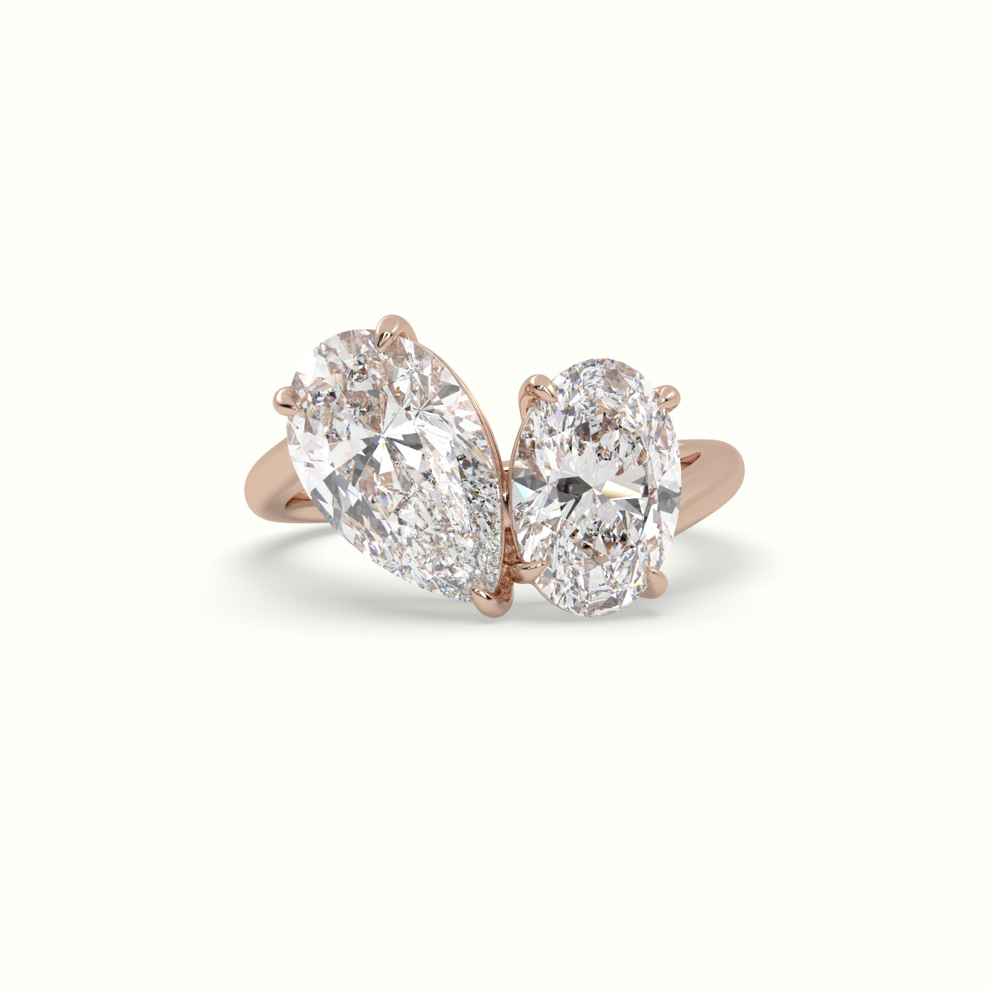 18k rose gold oval & pear toi moi ring