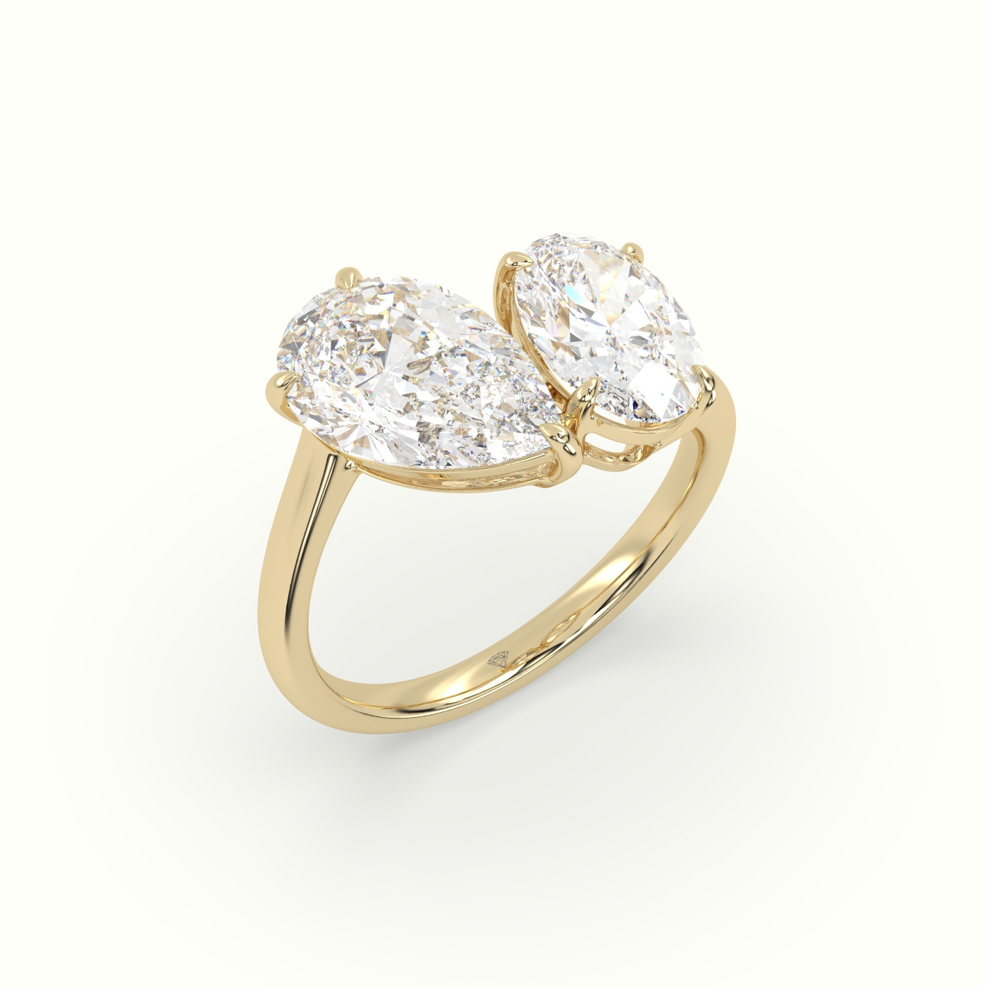 18k yellow gold oval & pear toi moi ring Photos & images