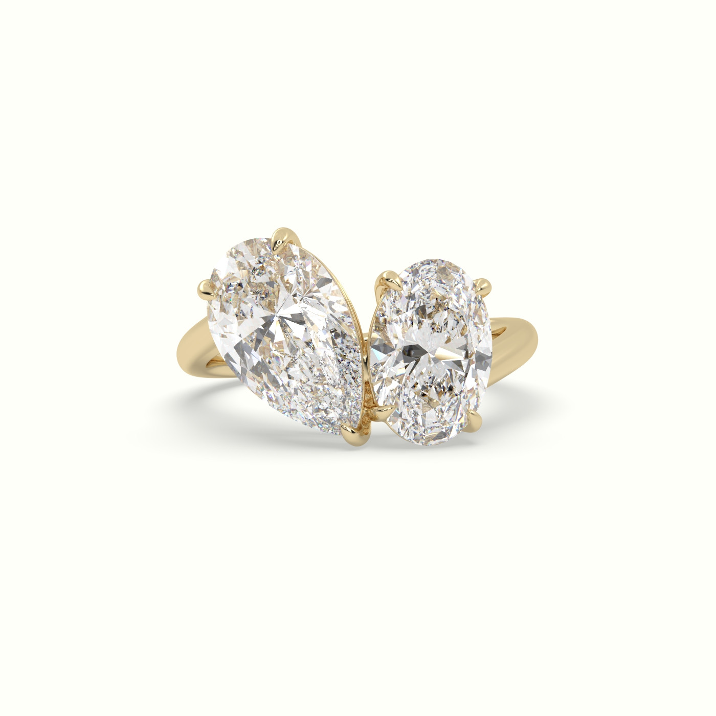 18k yellow gold oval & pear toi moi ring