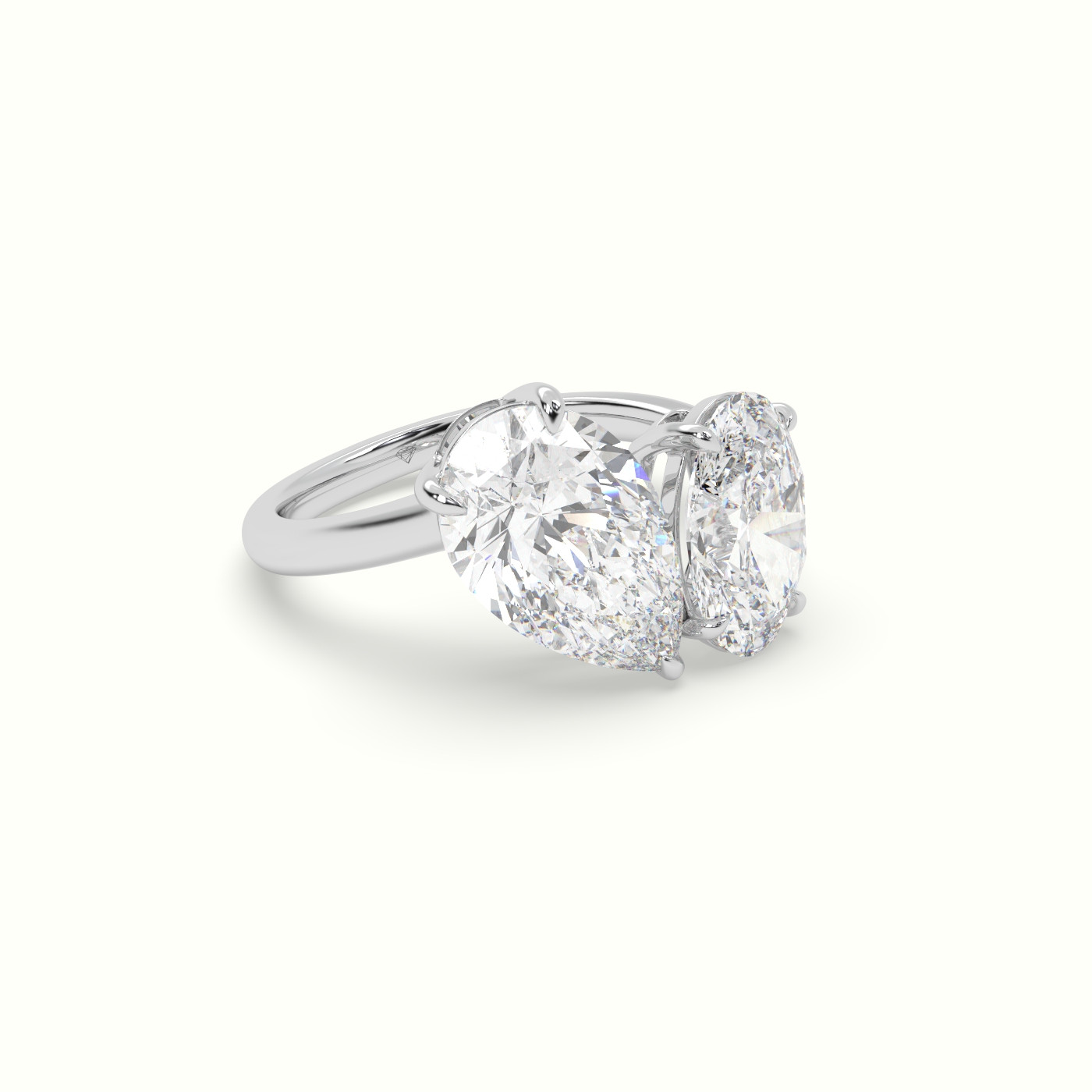 10k white gold oval & pear toi moi ring Photos & images