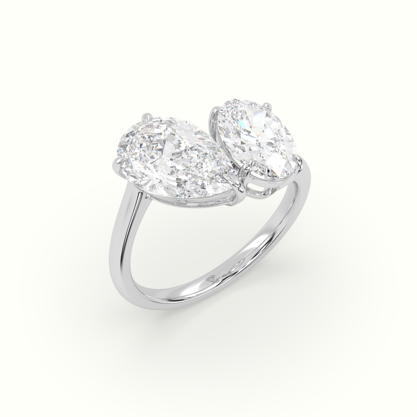 10k white gold oval & pear toi moi ring Photos & images
