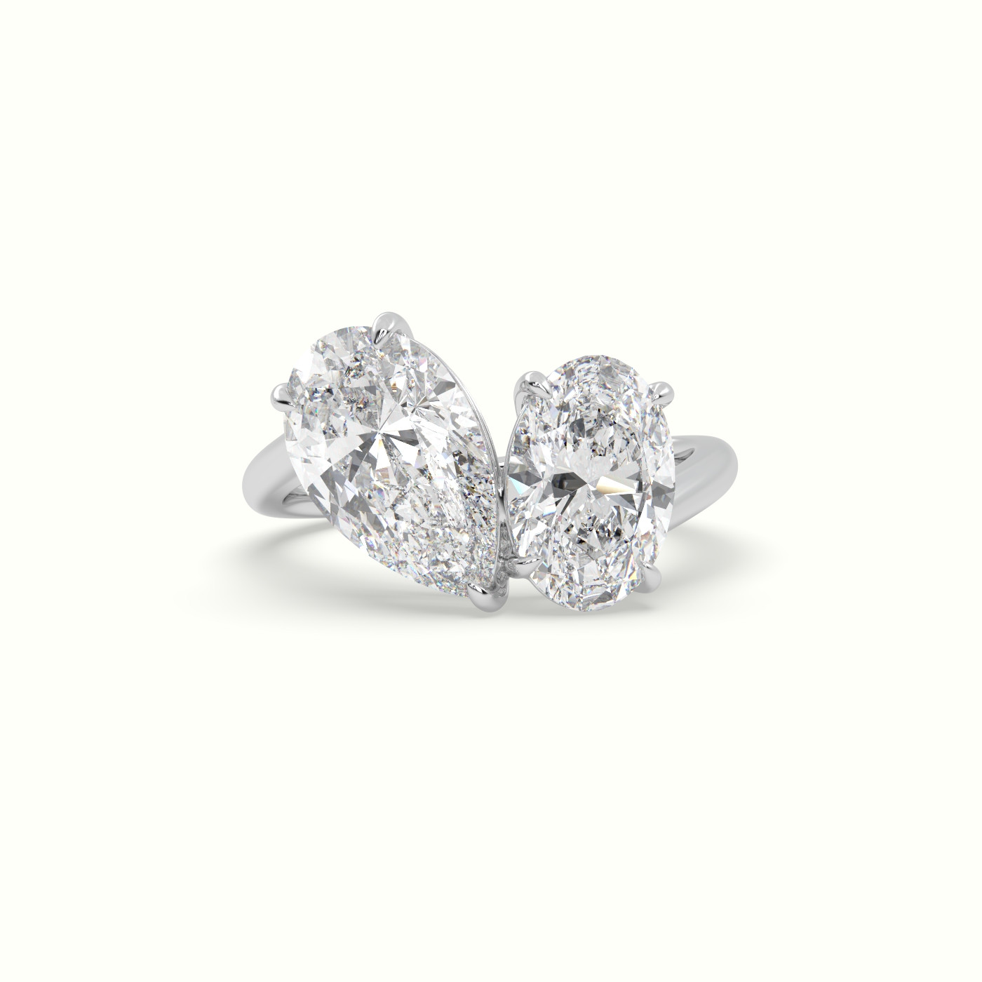 10K White Gold Oval & Pear Toi Moi Ring