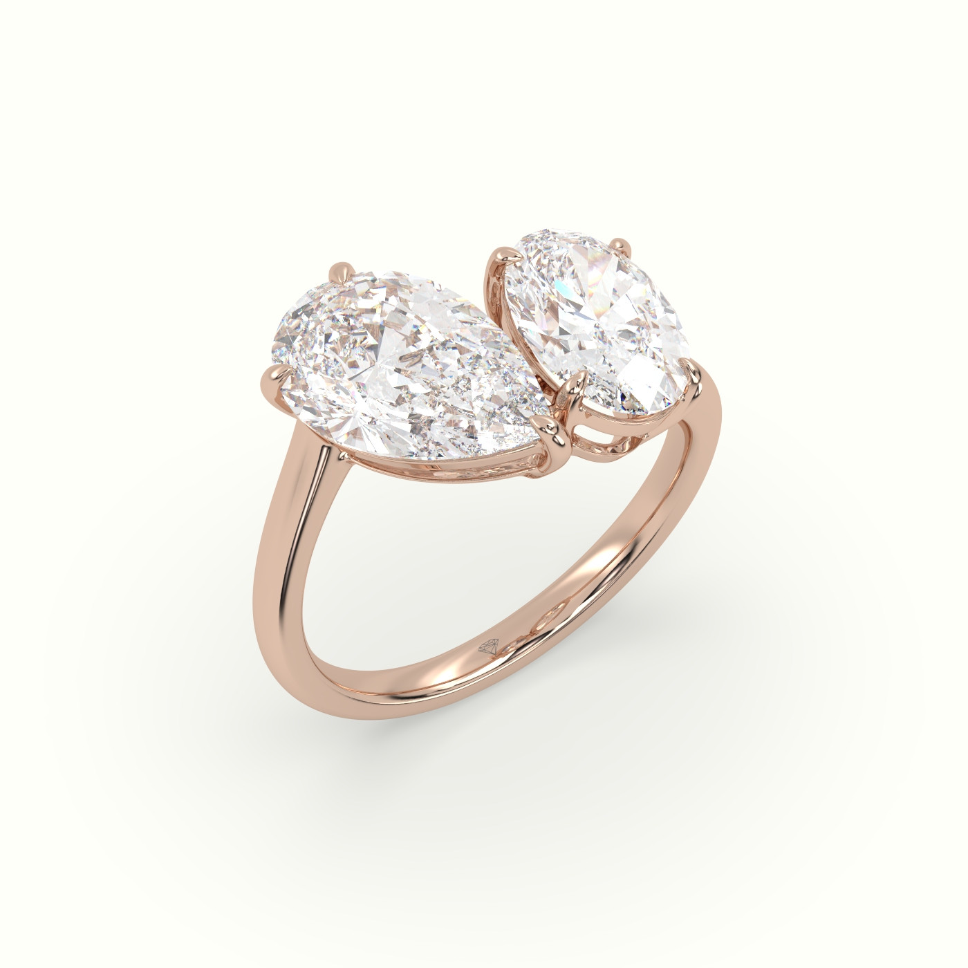 10k rose gold oval & pear toi moi ring Photos & images