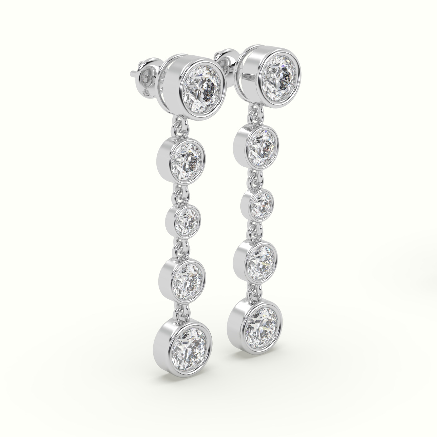 10k white gold round diamond bezel multi drop earrings Photos & images