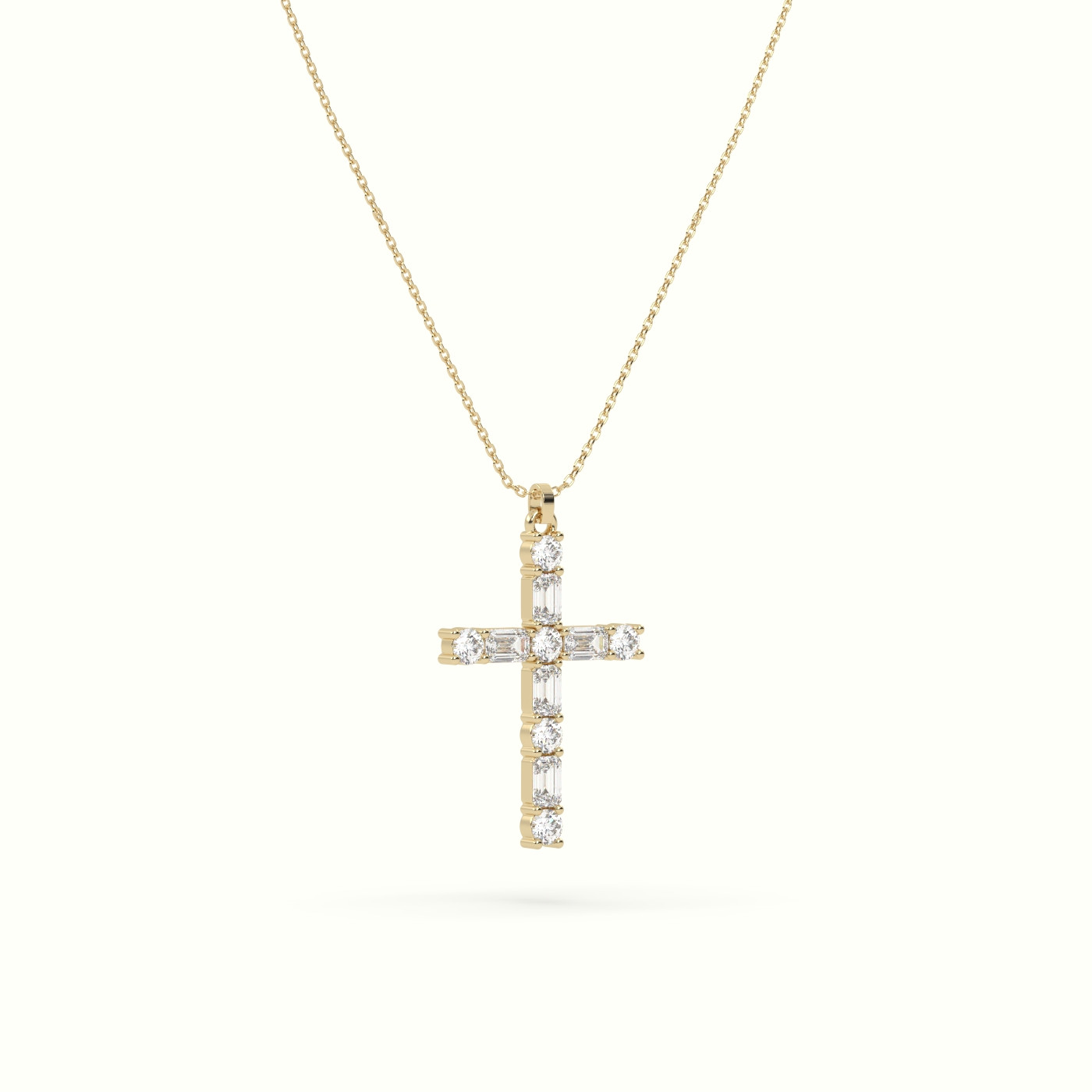 18k yellow gold round diamond cross pendant necklace Photos & images