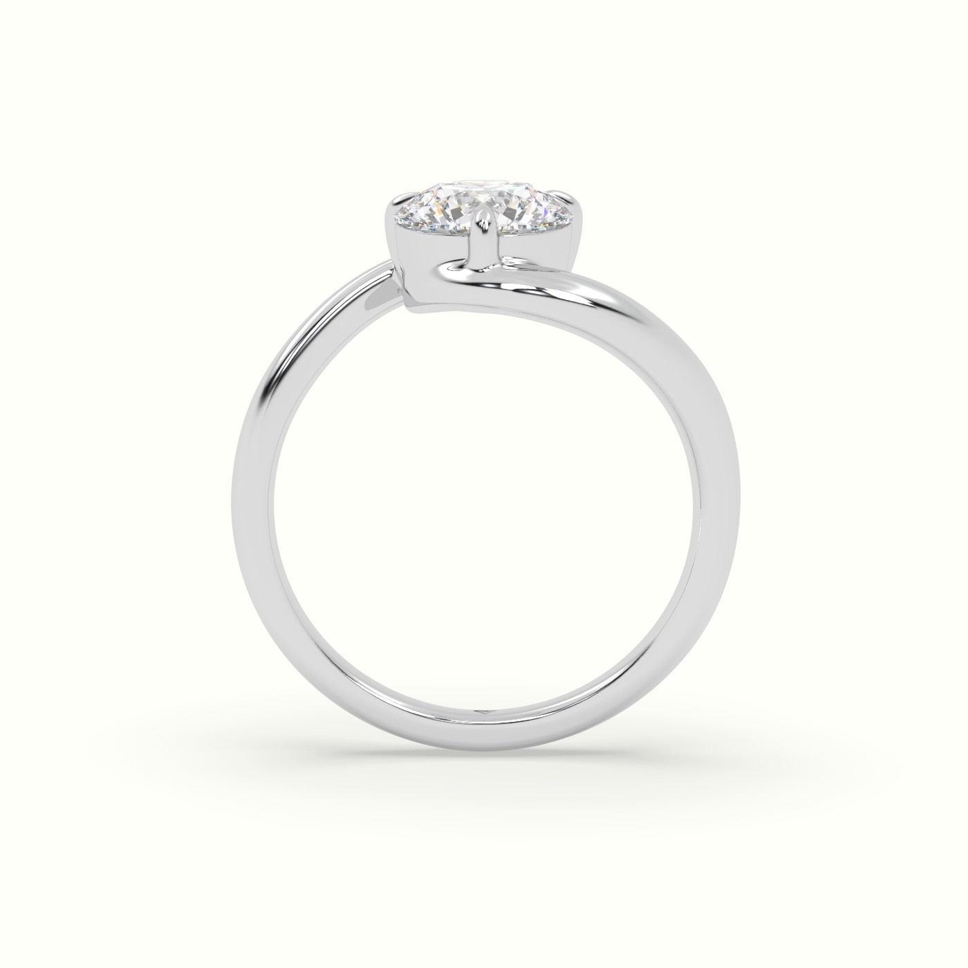 10k white gold round diamond bezel solitaire bypass ring Photos & images