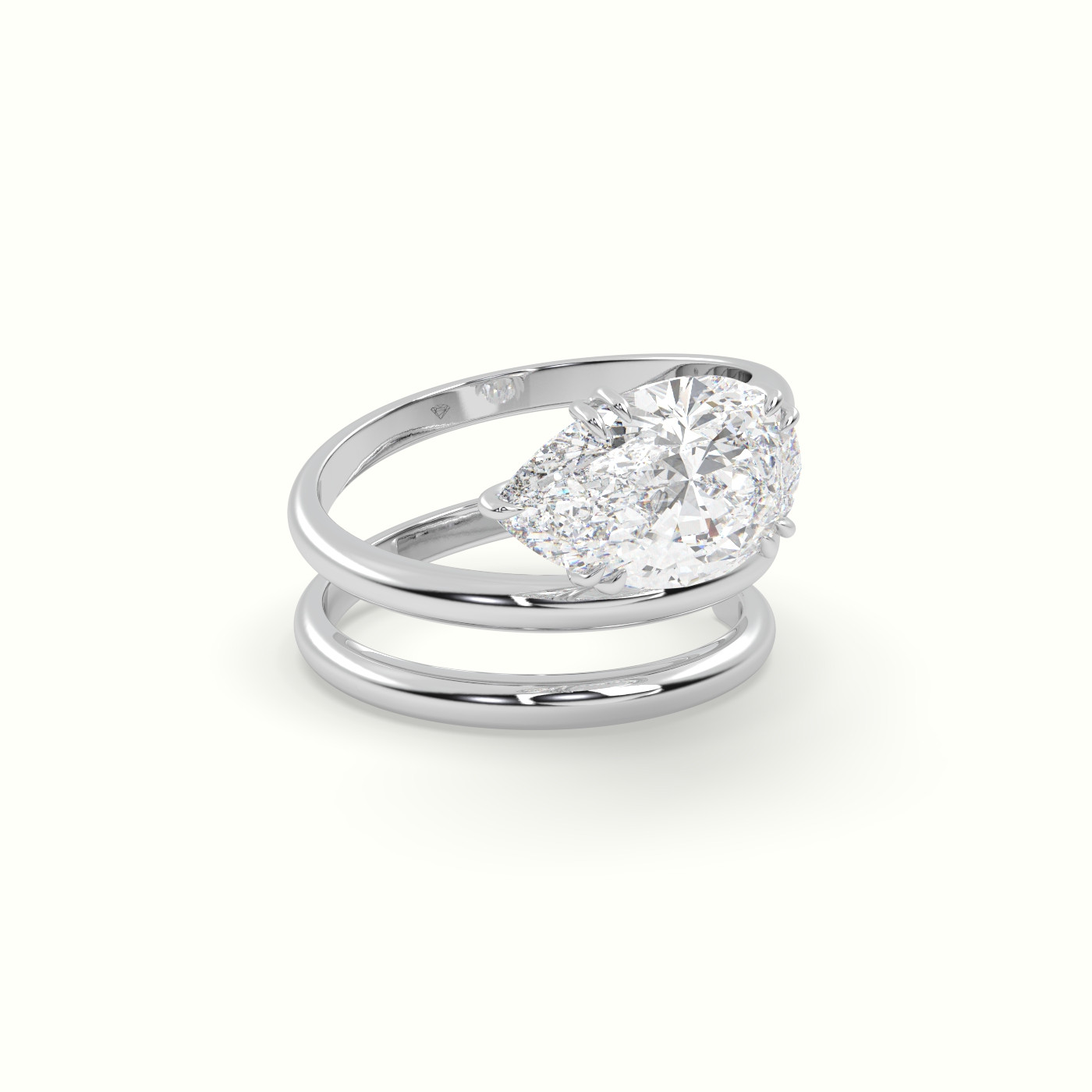 10k white gold pear diamond solitaire snake wrap ring Photos & images