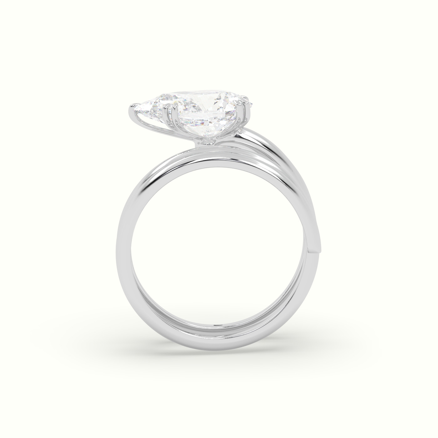 10k white gold pear diamond solitaire snake wrap ring Photos & images