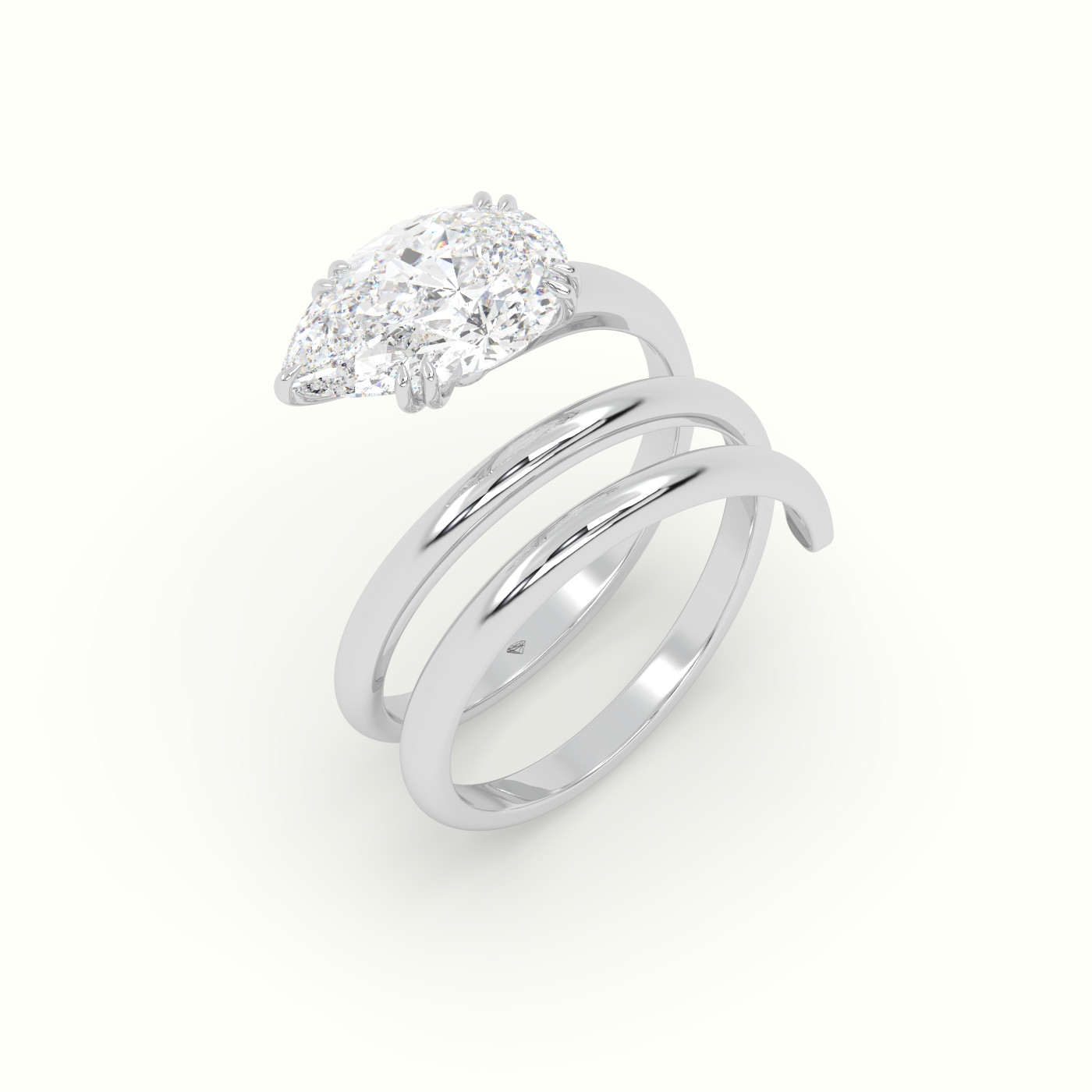 10k white gold pear diamond solitaire snake wrap ring Photos & images