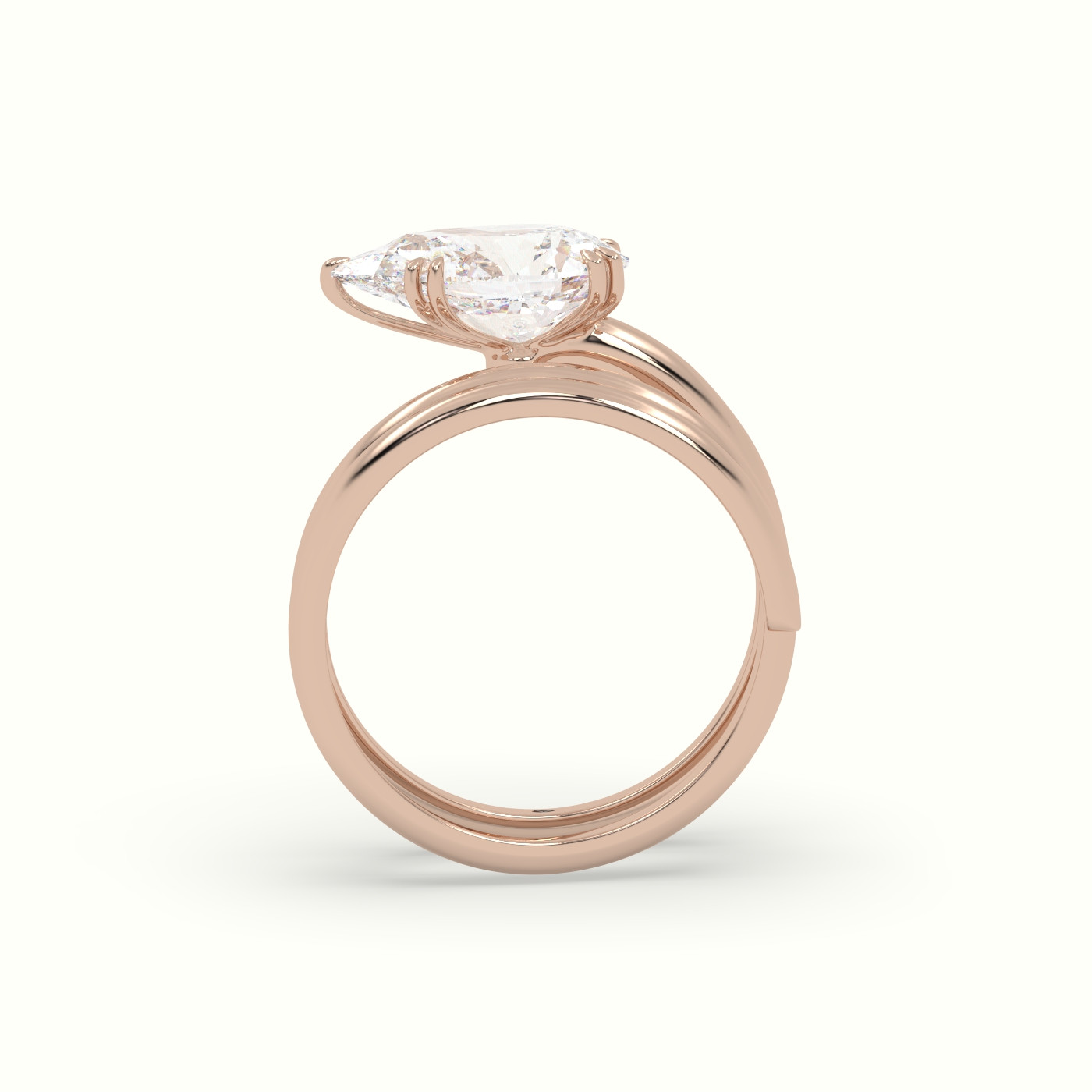 18k rose gold pear diamond solitaire snake wrap ring Photos & images