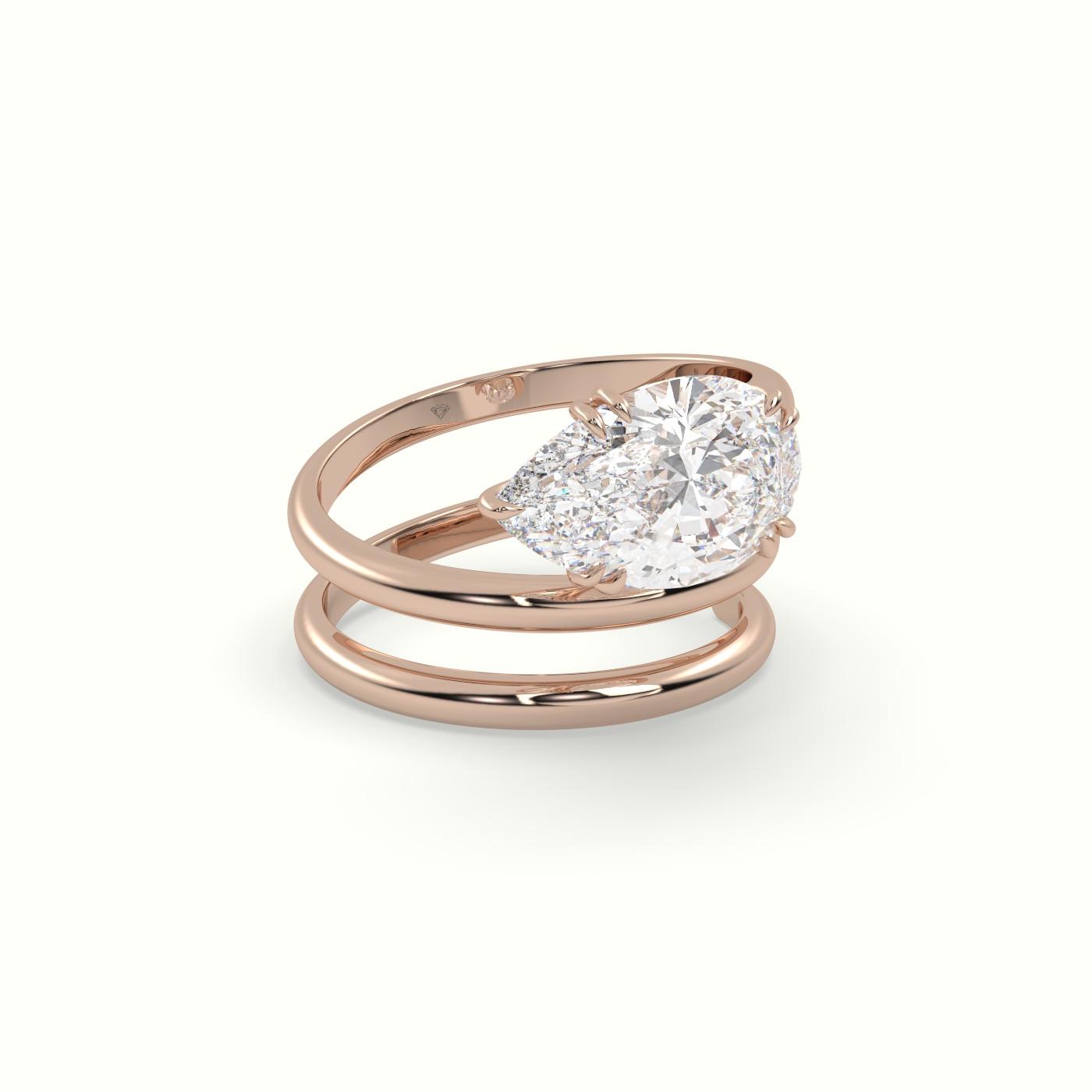 10k rose gold pear diamond solitaire snake wrap ring Photos & images