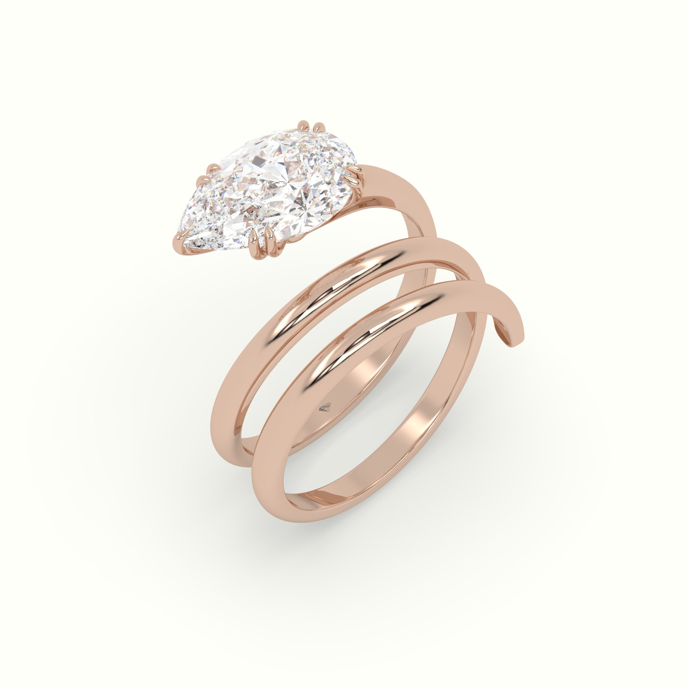 10k rose gold pear diamond solitaire snake wrap ring Photos & images