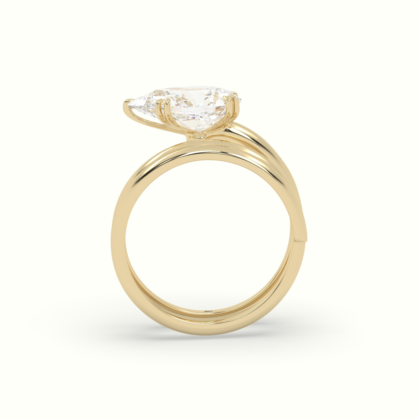 18k yellow gold pear diamond solitaire snake wrap ring Photos & images