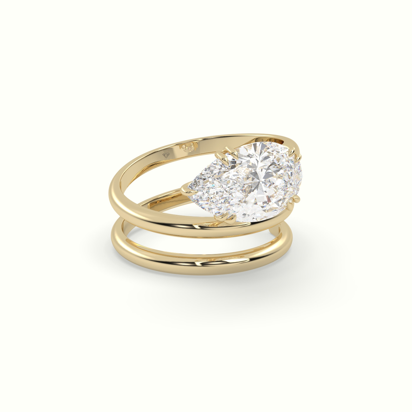 10k yellow gold pear diamond solitaire snake wrap ring Photos & images