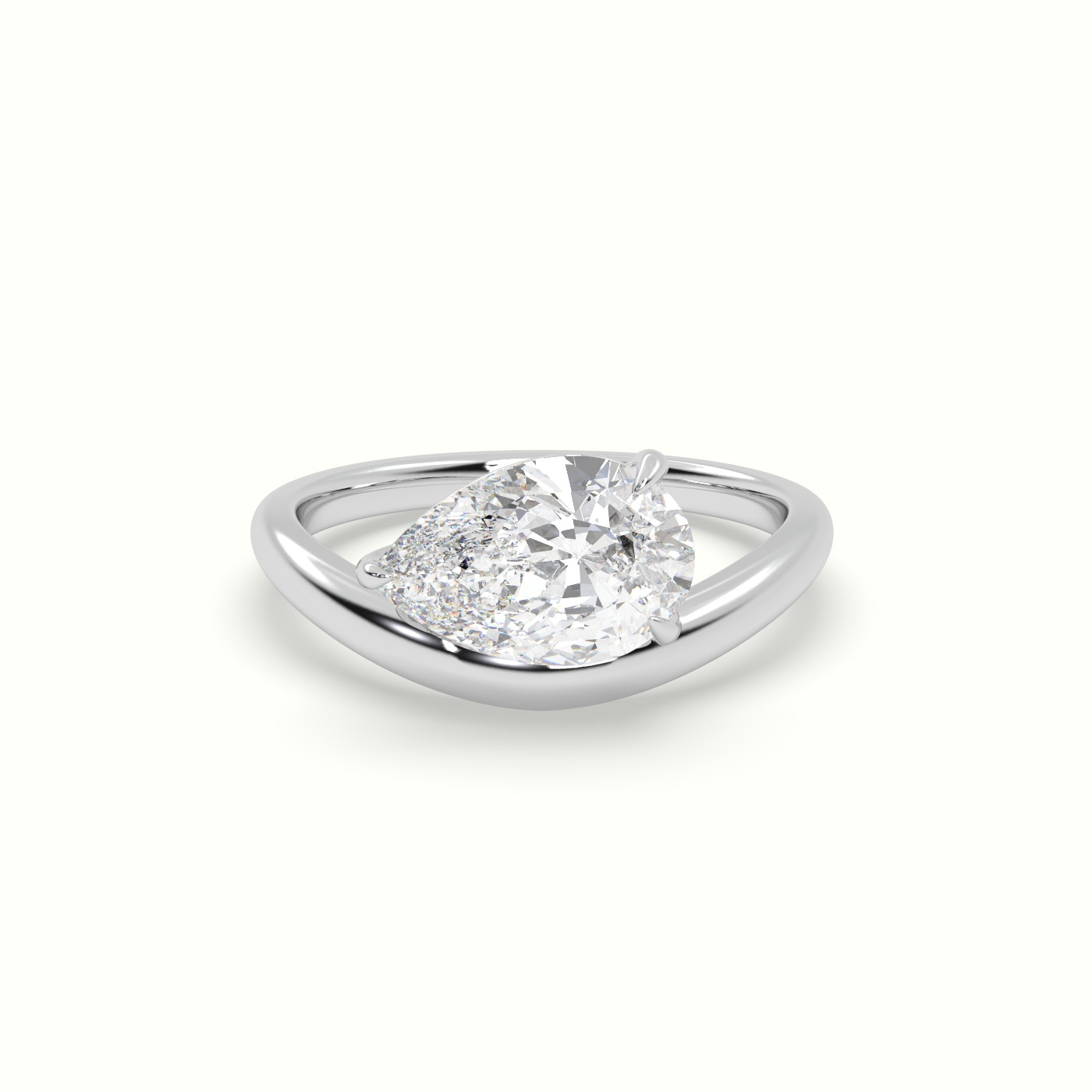 18k white gold pear diamond solitaire ring