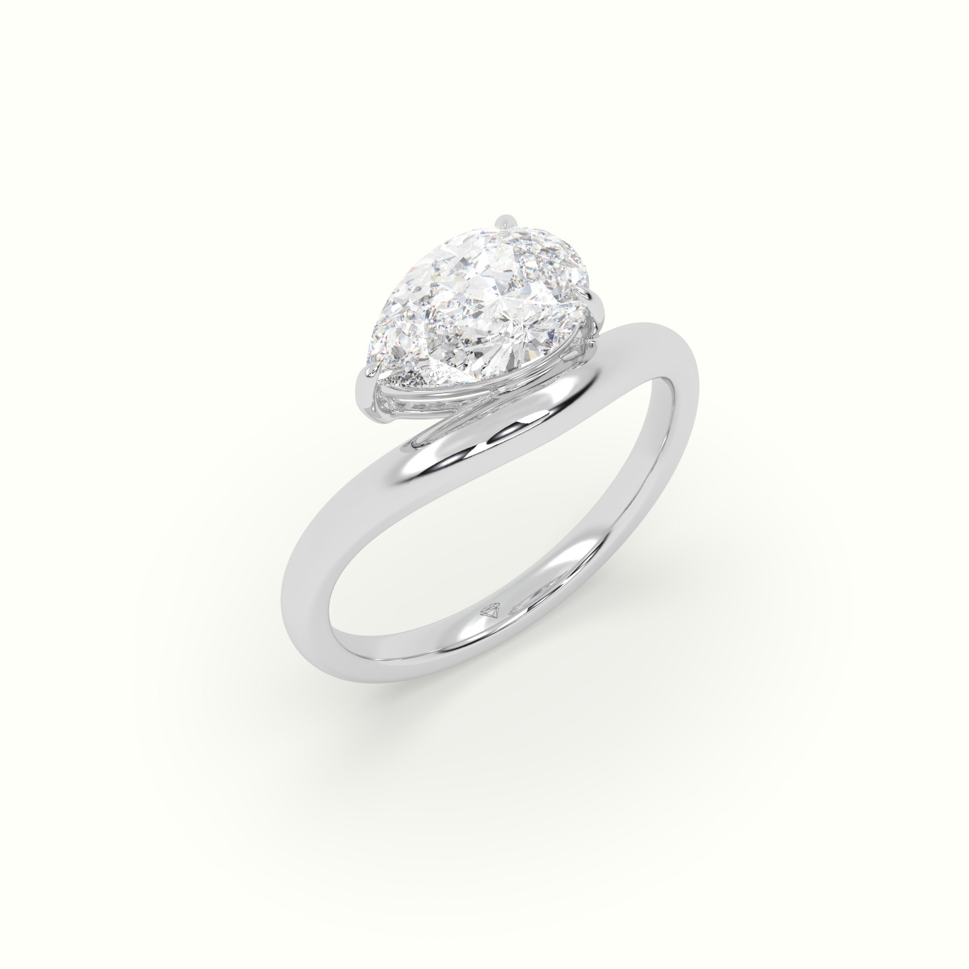 10k white gold pear diamond solitaire ring Photos & images