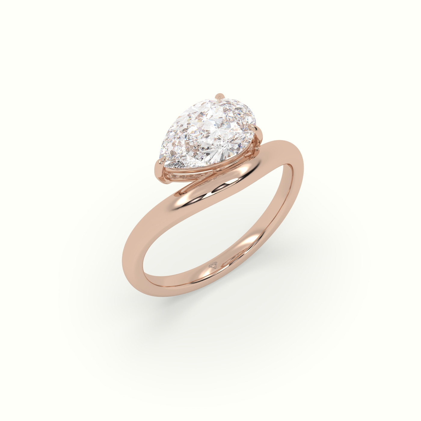 18k rose gold pear diamond solitaire ring Photos & images