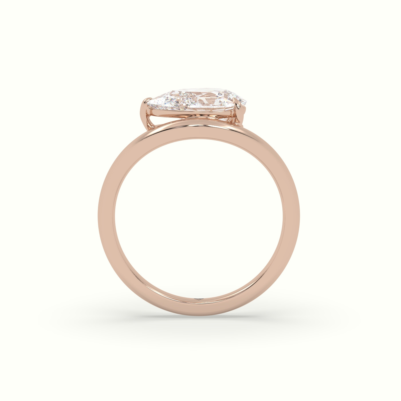 18k rose gold pear diamond solitaire ring Photos & images
