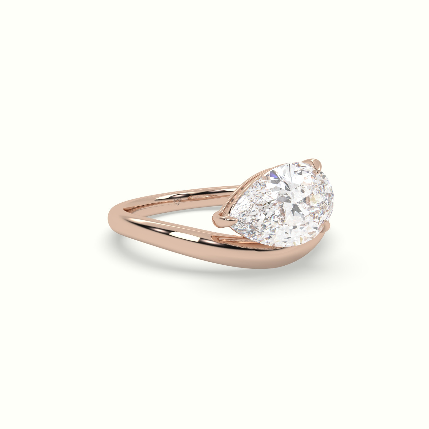 10k rose gold pear diamond solitaire ring Photos & images