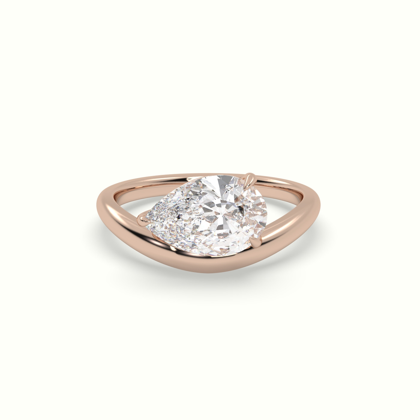 10k rose gold pear diamond solitaire ring