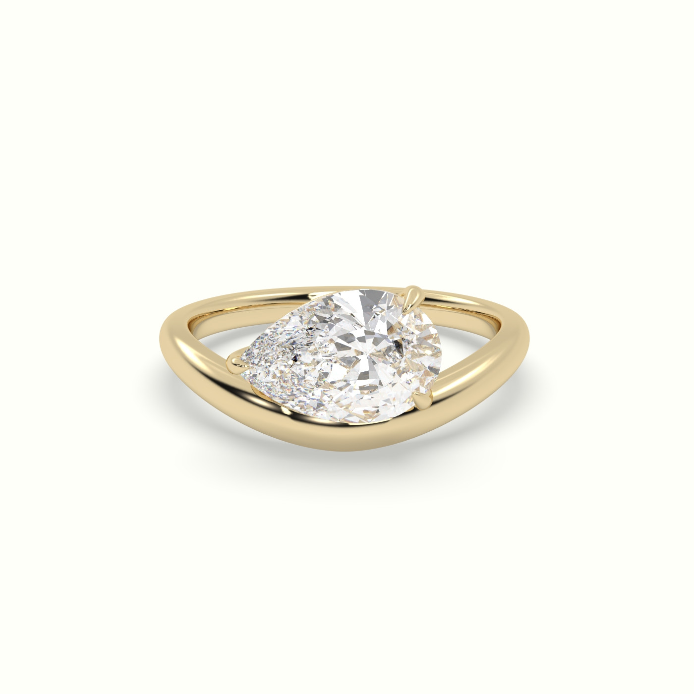 18k yellow gold pear diamond solitaire ring