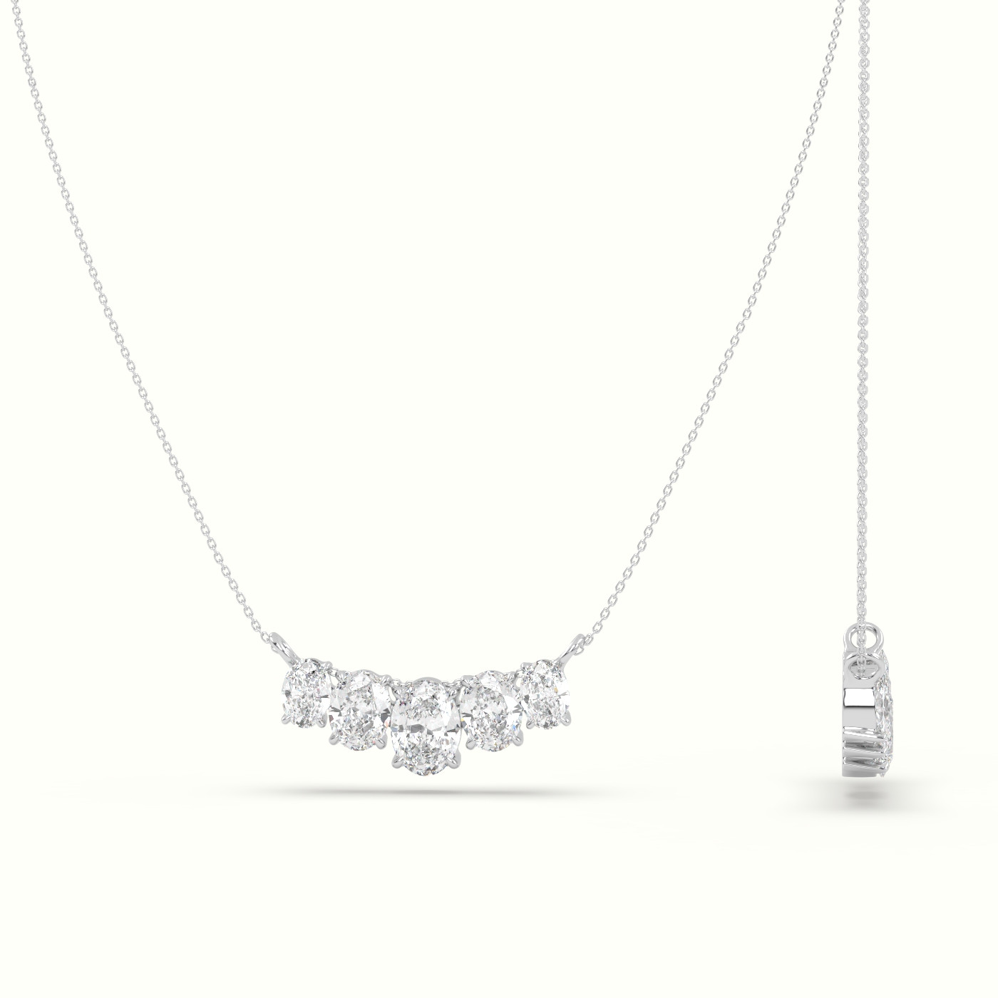 18k white gold oval diamond prong setting pendant necklace Photos & images