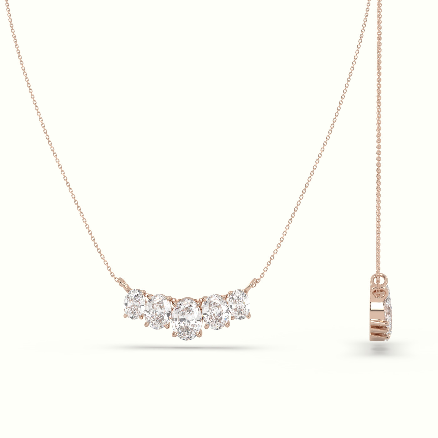 18k rose gold oval diamond prong setting pendant necklace Photos & images