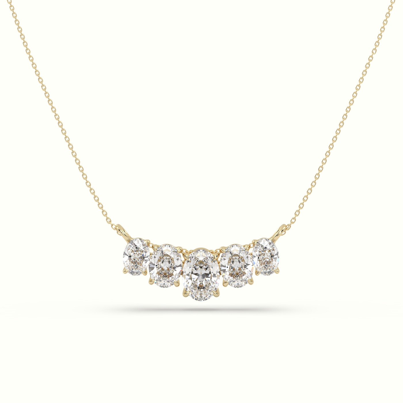 18k yellow gold oval diamond prong setting pendant necklace