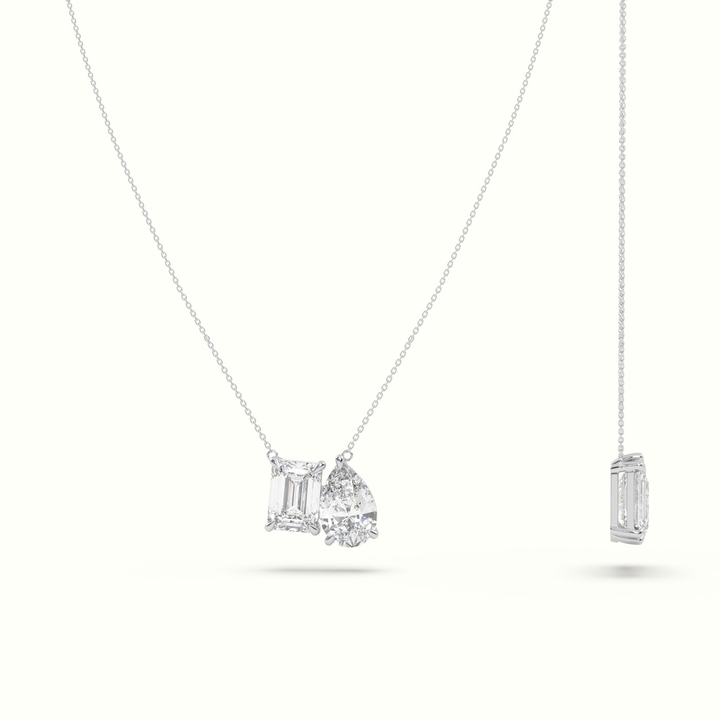 18k white gold toi et moi diamond pendant necklace Photos & images