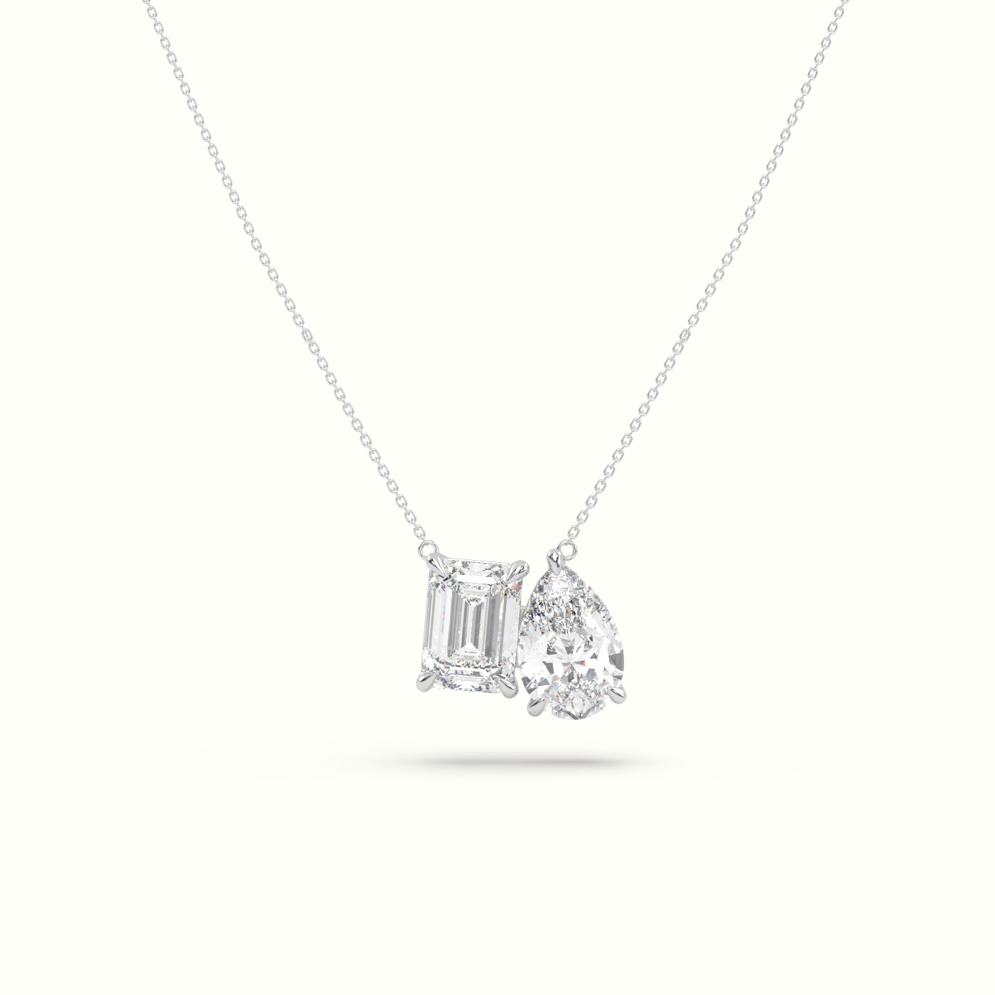 18k white gold toi et moi diamond pendant necklace Photos & images