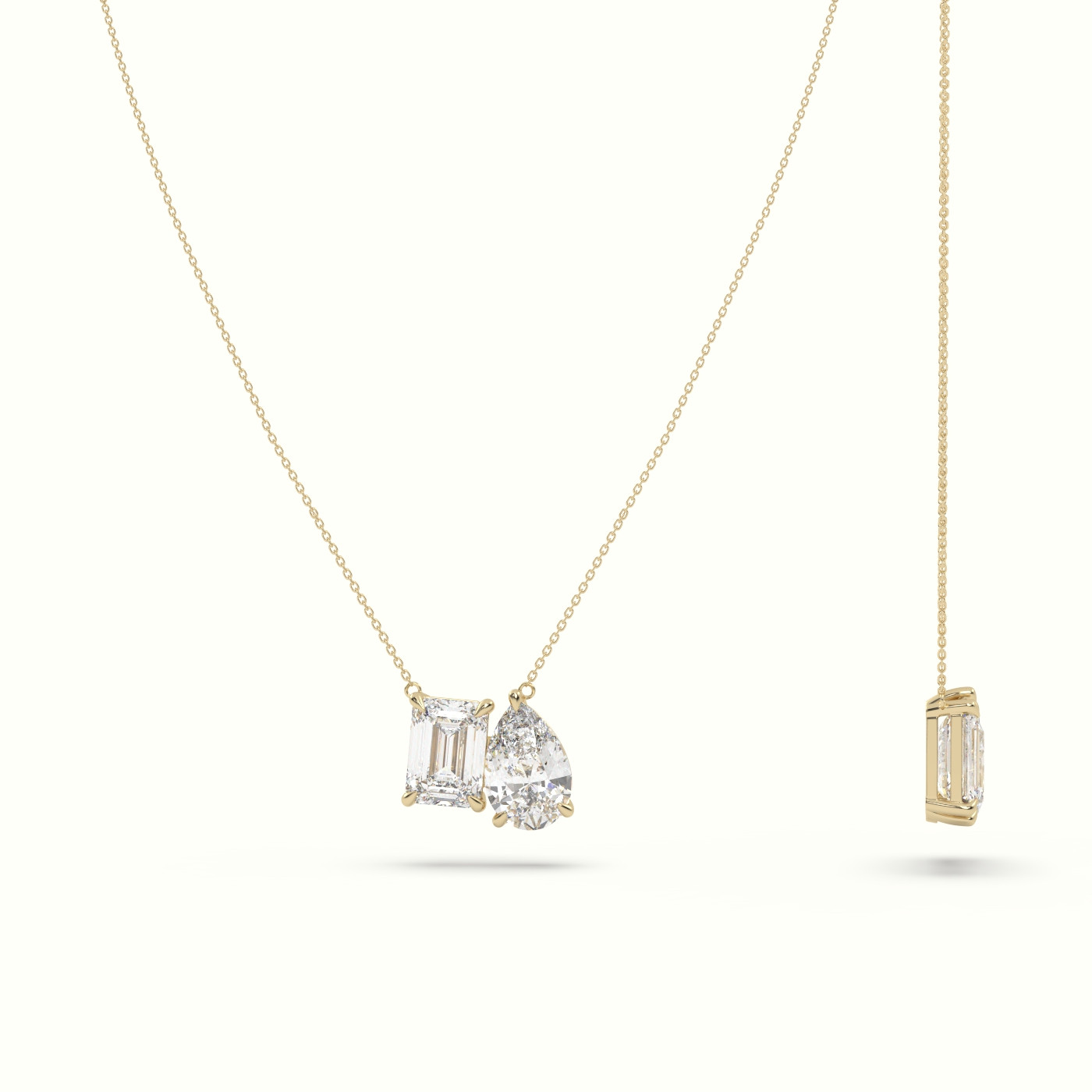 18k yellow toi et moi diamond pendant necklace Photos & images