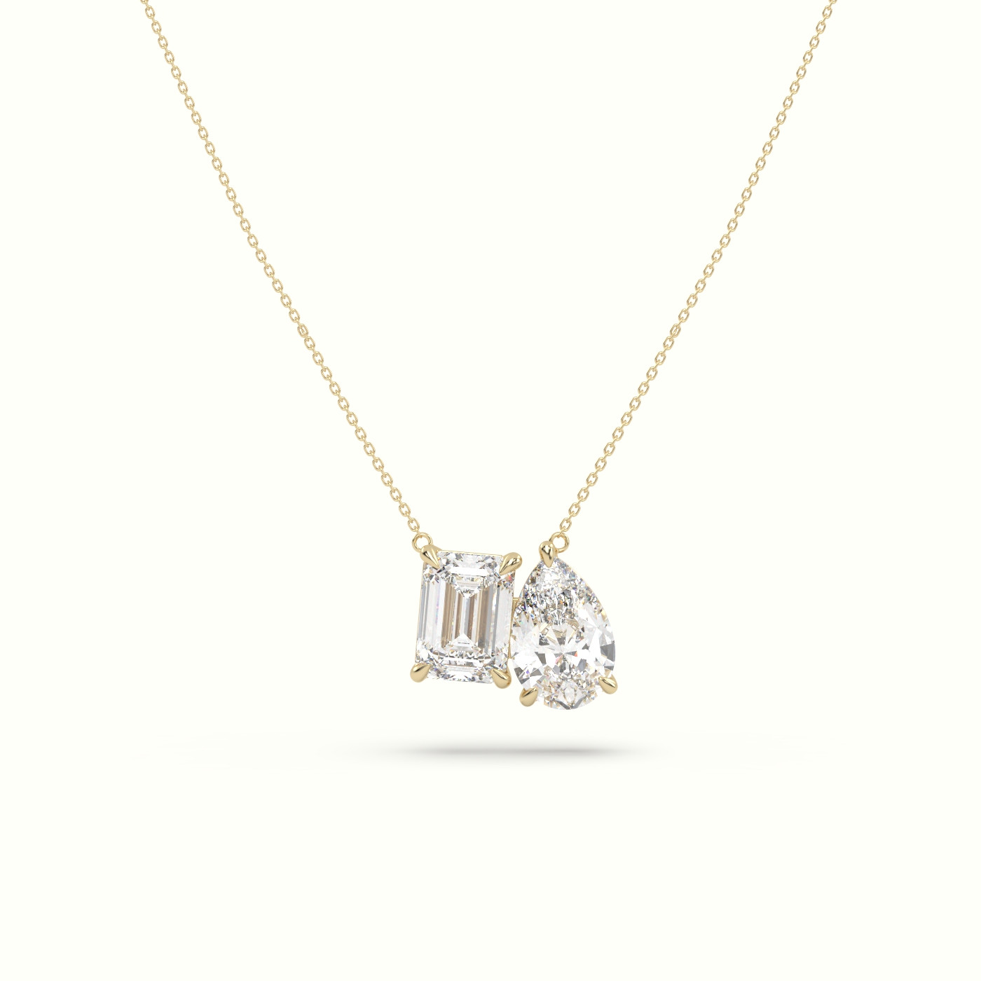 18k yellow toi et moi diamond pendant necklace