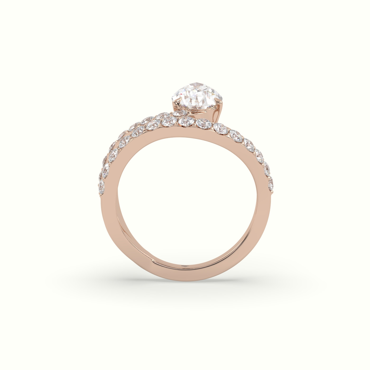 10k rose gold pear diamond solitaire pavé ring Photos & images