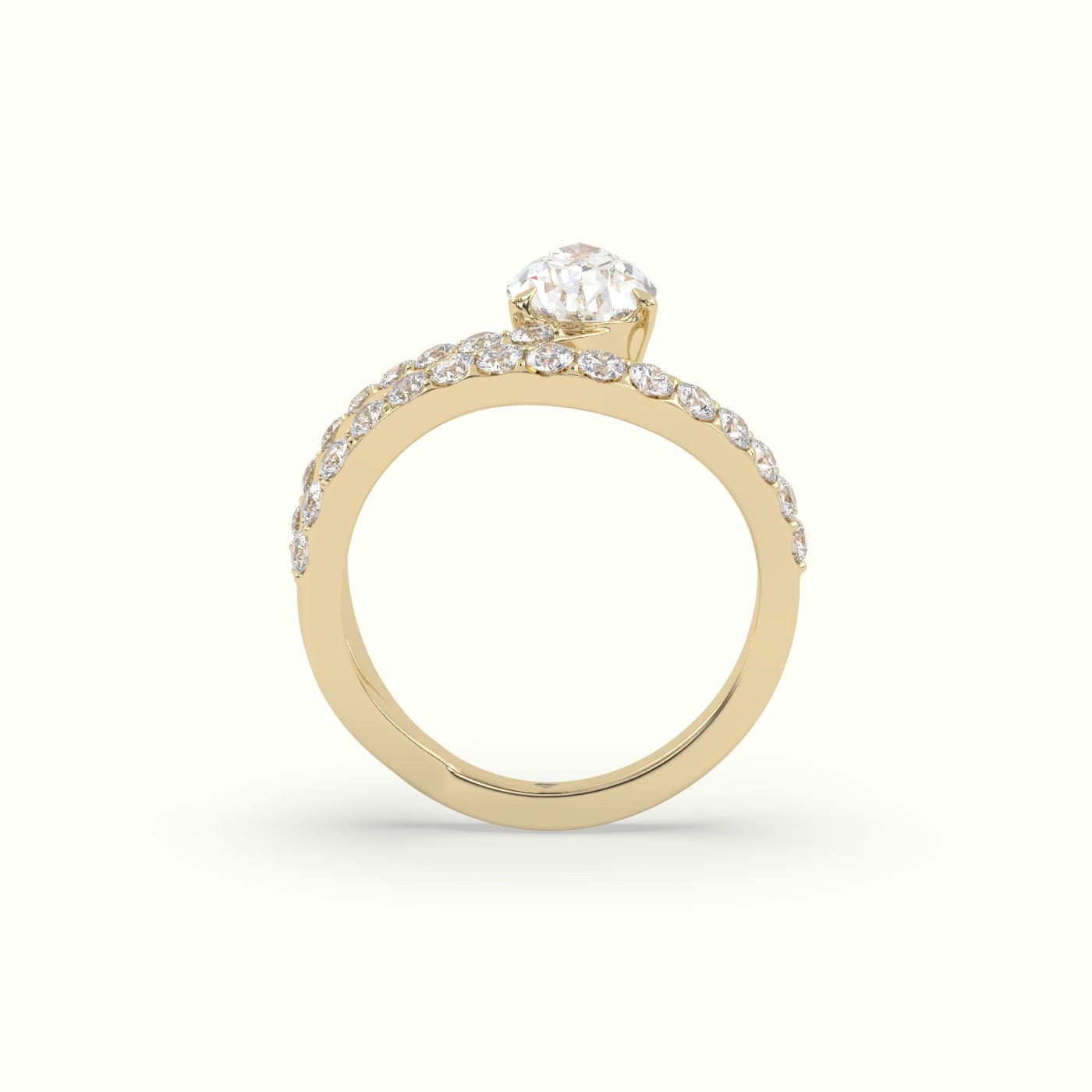 10k yellow gold pear diamond solitaire pavé ring Photos & images