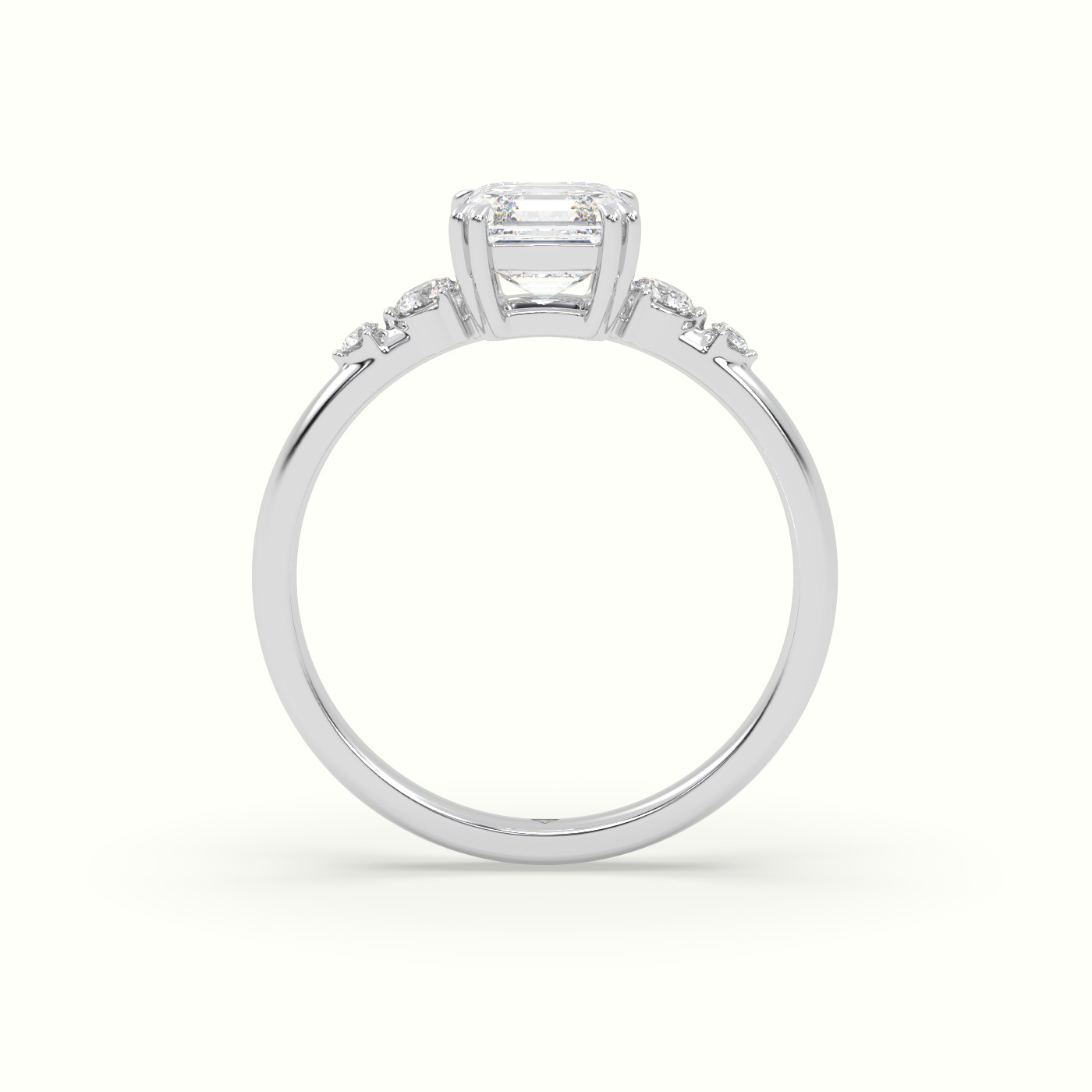18k white gold asscher diamond solitaire side stone ring Photos & images