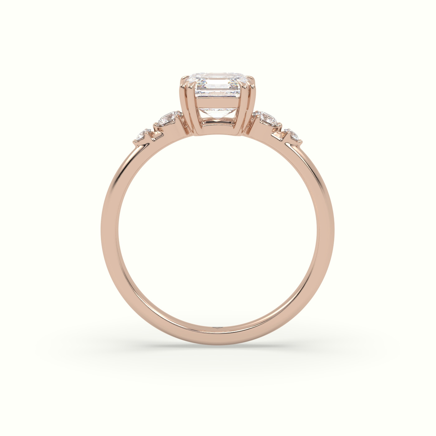 18k rose gold asscher diamond solitaire side stone ring Photos & images