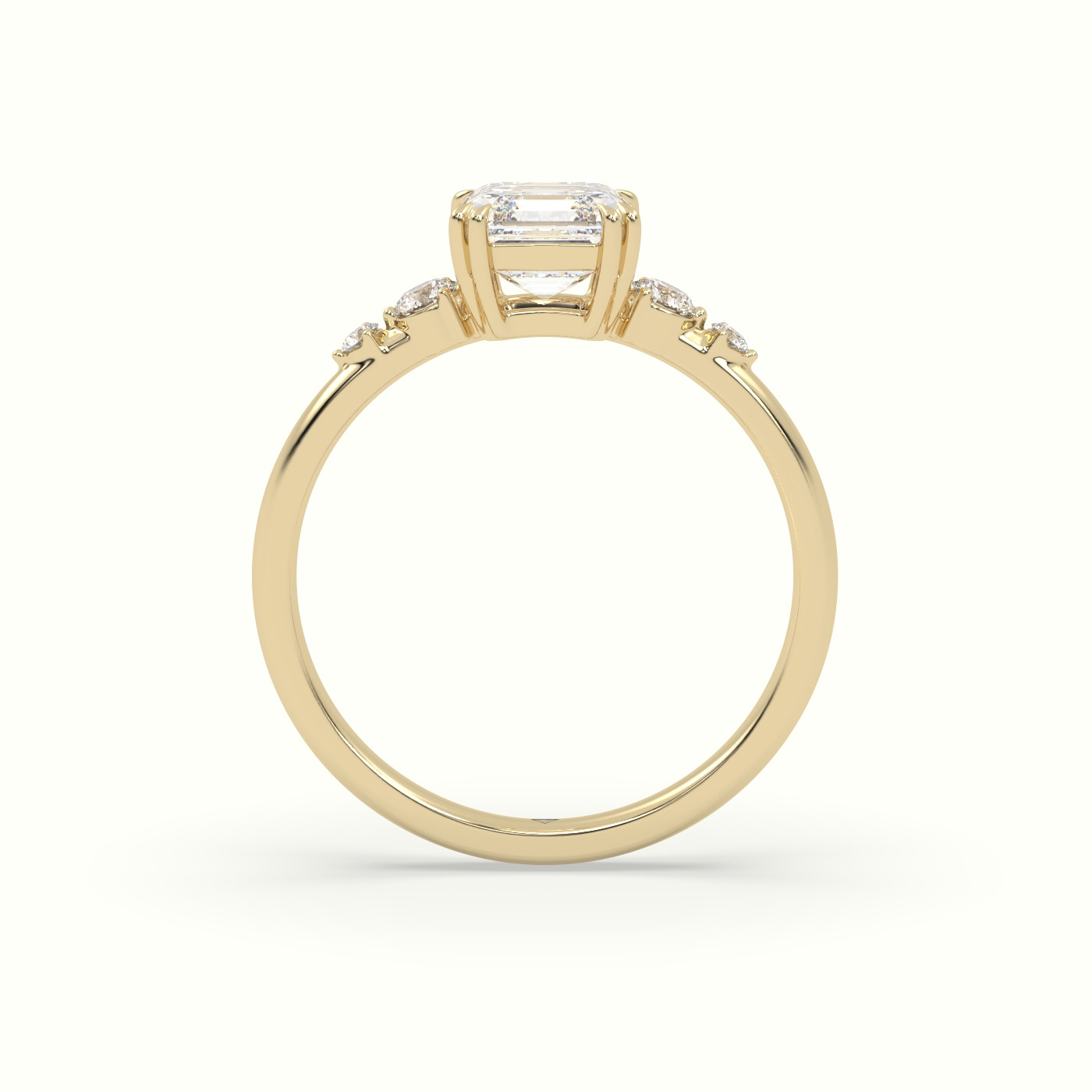 18k yellow gold asscher diamond solitaire side stone ring Photos & images