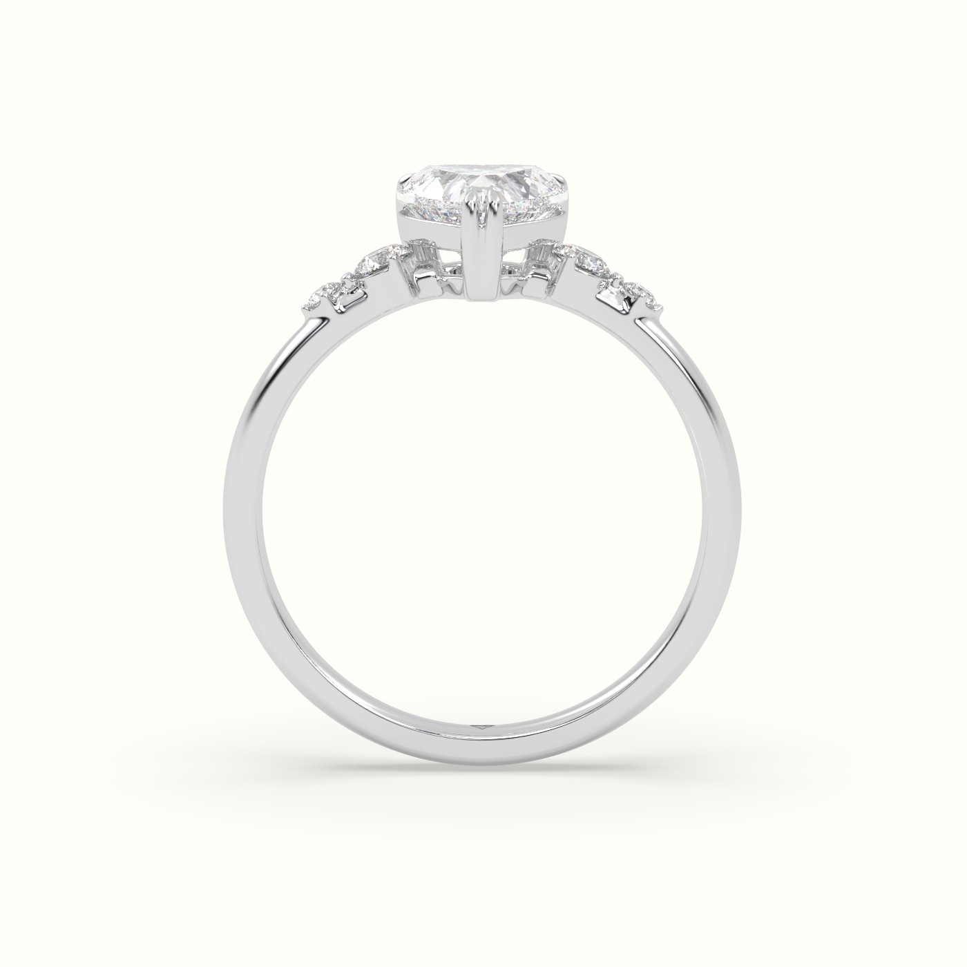 10k white gold heart diamond solitaire side stone ring Photos & images