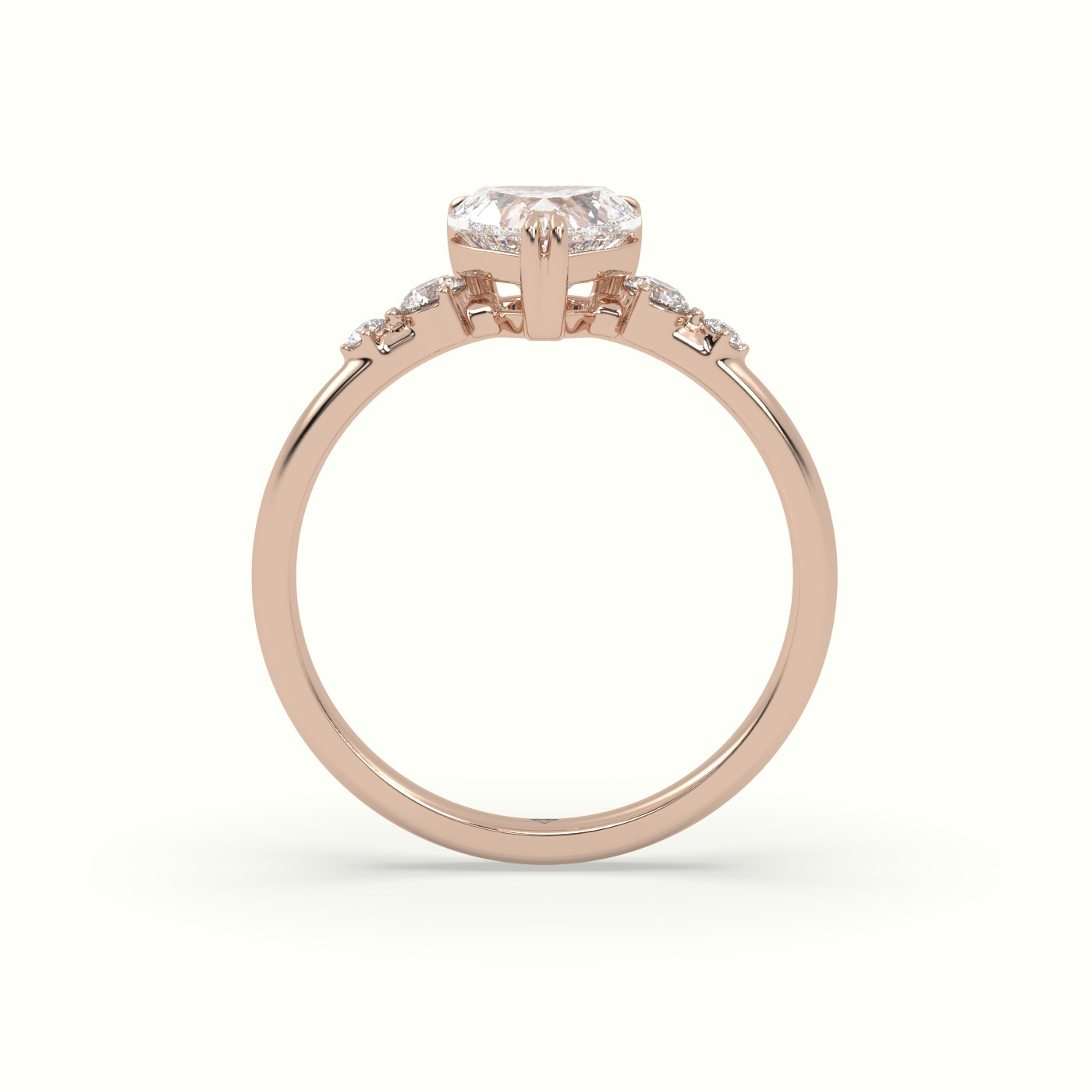 10k rose gold heart diamond solitaire side stone ring Photos & images