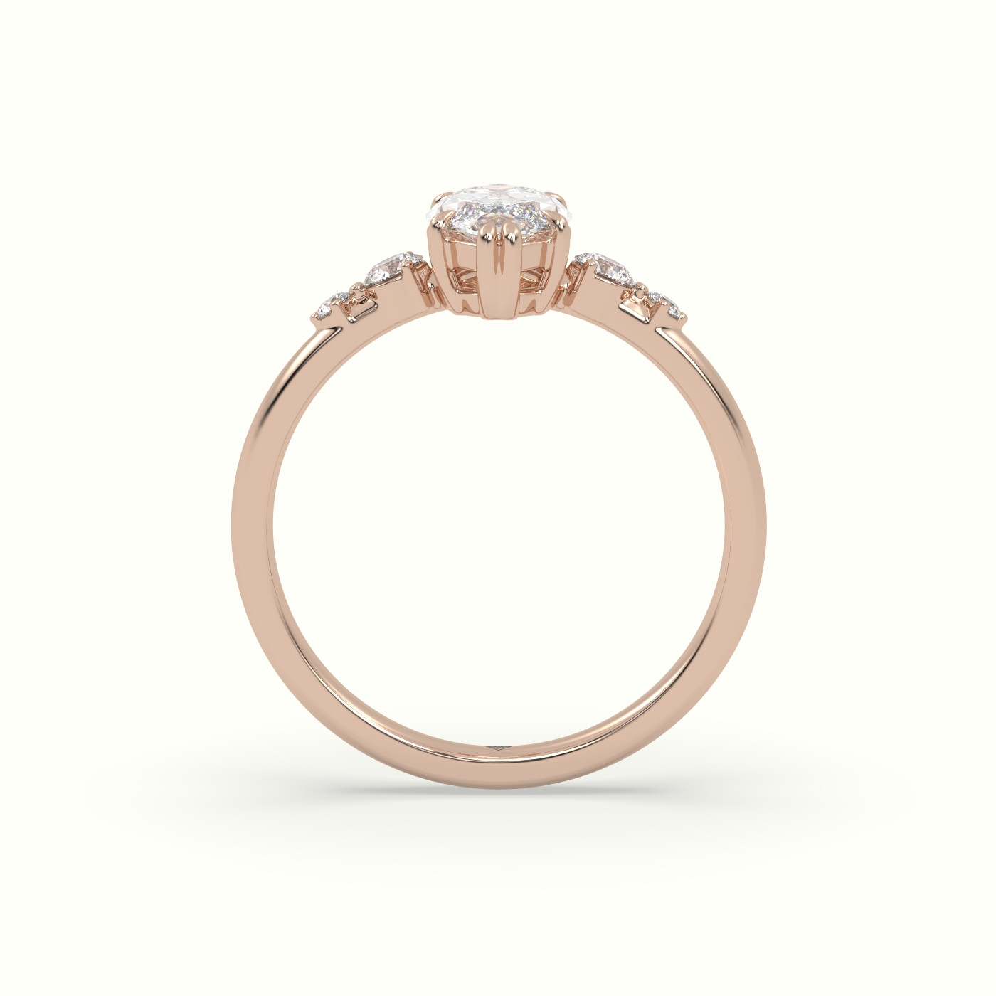 10k rose gold marquise diamond solitaire side stone ring Photos & images