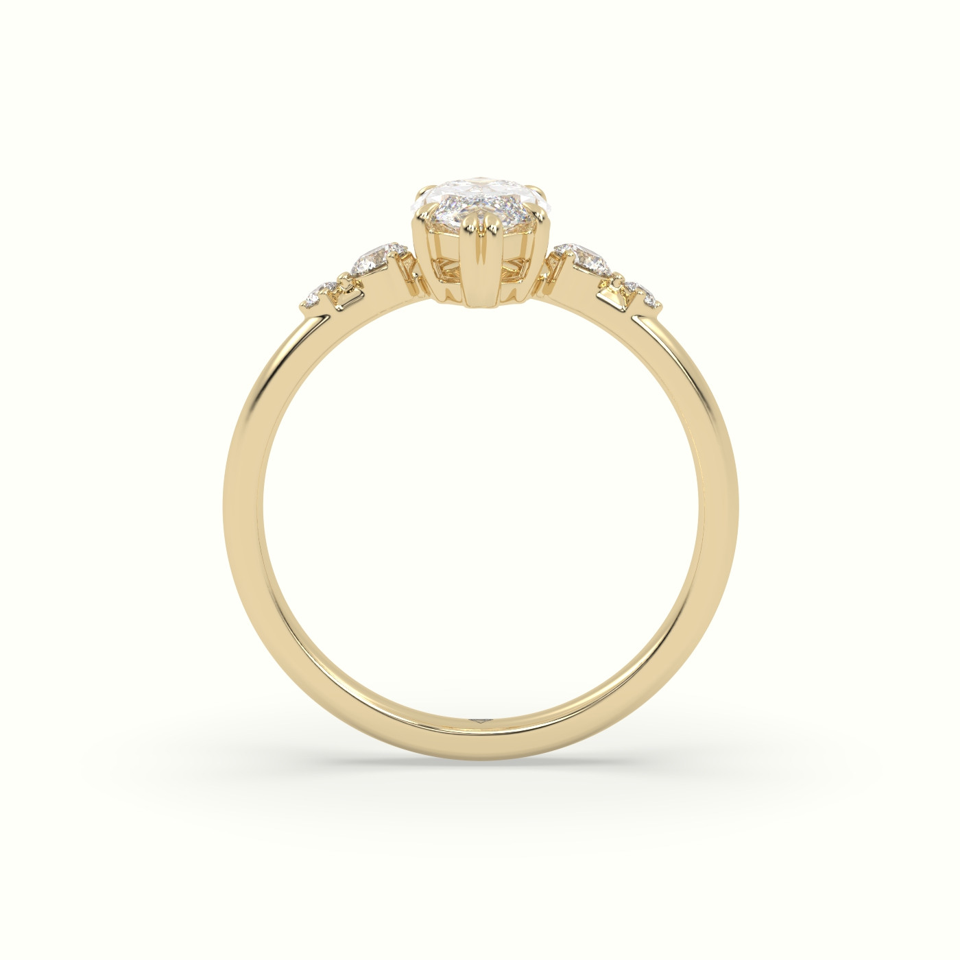 10k yellow gold marquise diamond solitaire side stone ring Photos & images