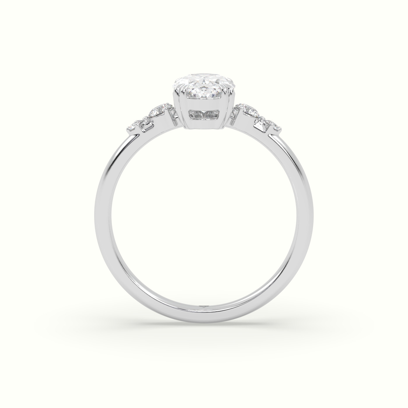 10k white gold oval diamond solitaire side stone ring Photos & images