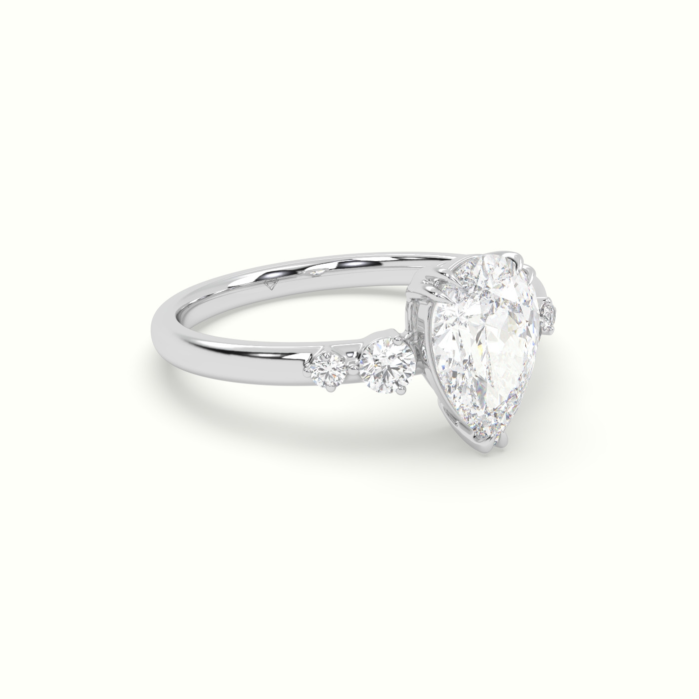 10k white gold pear diamond solitaire side stone ring Photos & images