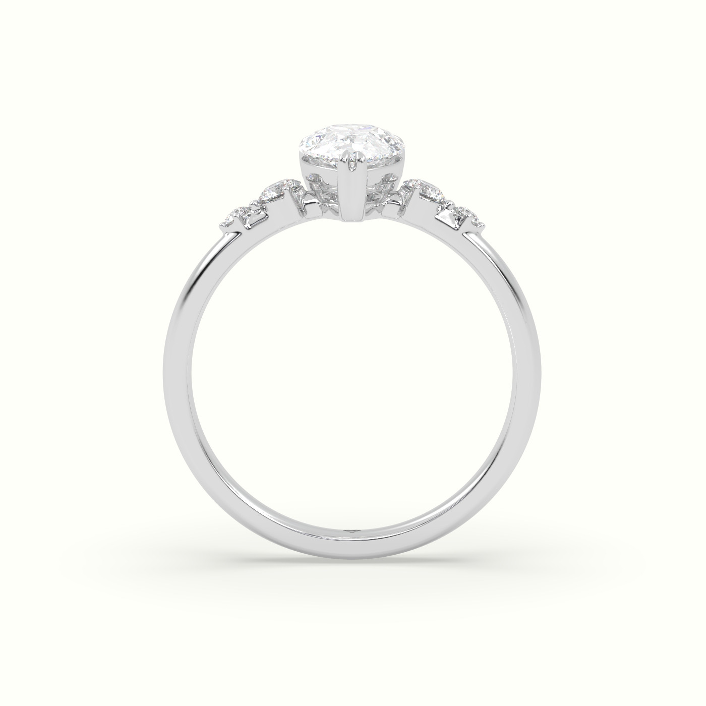 10k white gold pear diamond solitaire side stone ring Photos & images